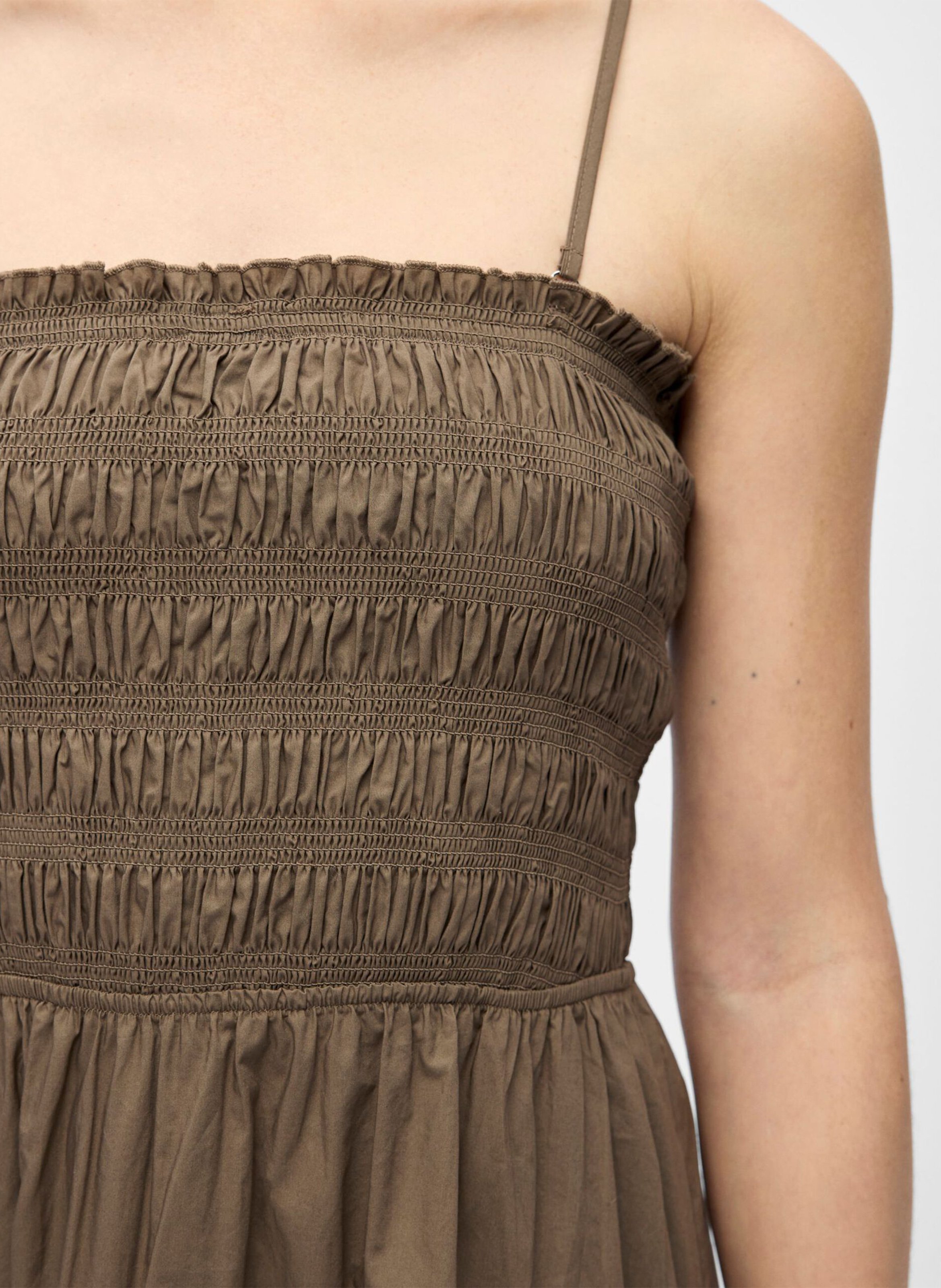 Langes Bio-Baumwollkleid OBJECT Braun