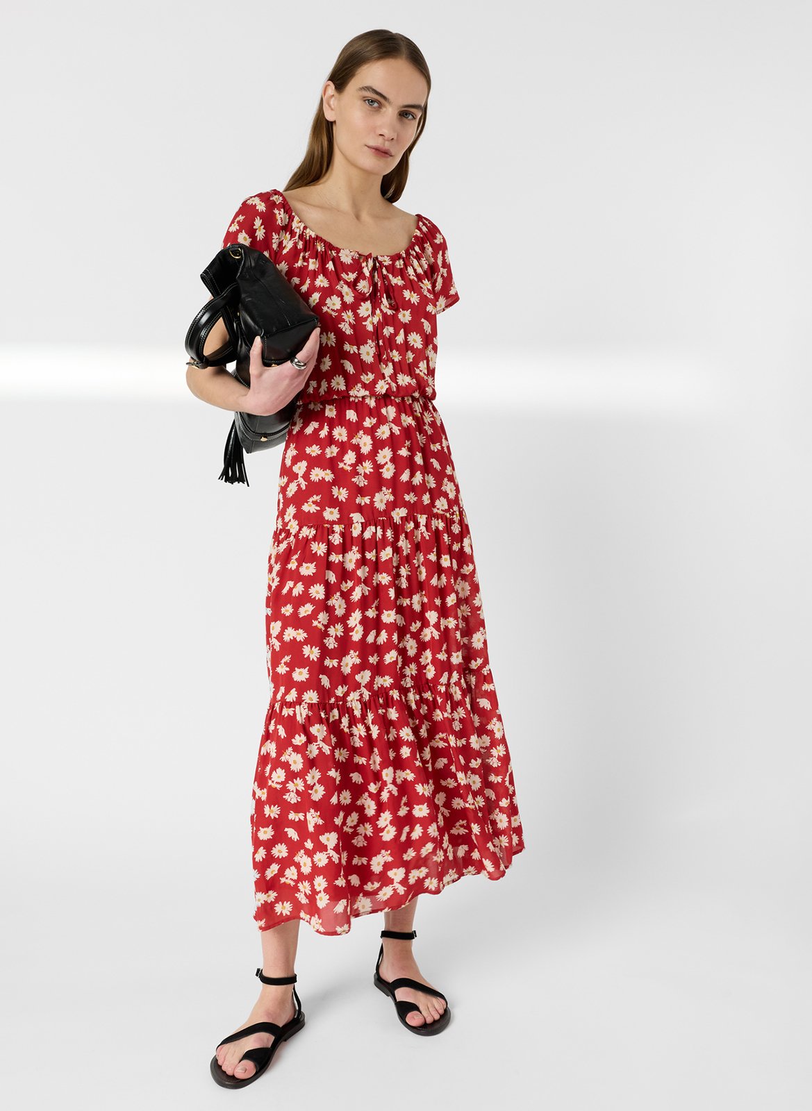 Robe longue ample col rond imprimé GERARD DAREL Rouge