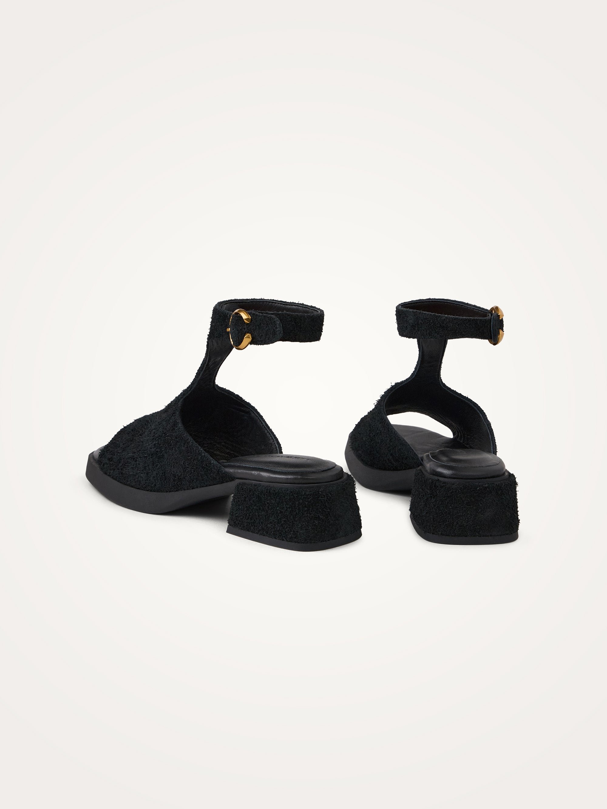 Camel suede sandals with heel and strap VANESSA WU Black