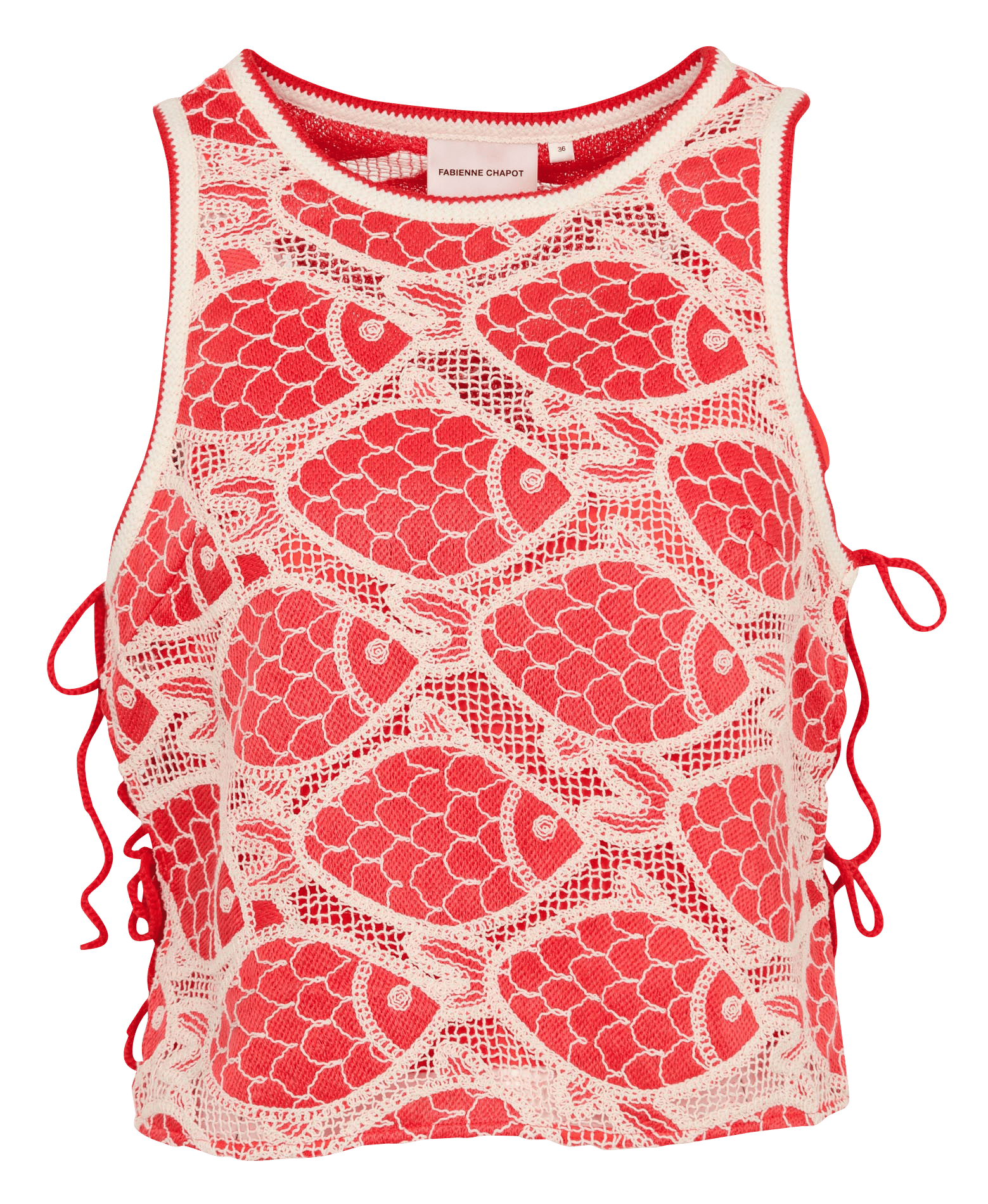 Top droit à dentelle FABIENNE CHAPOT Rouge