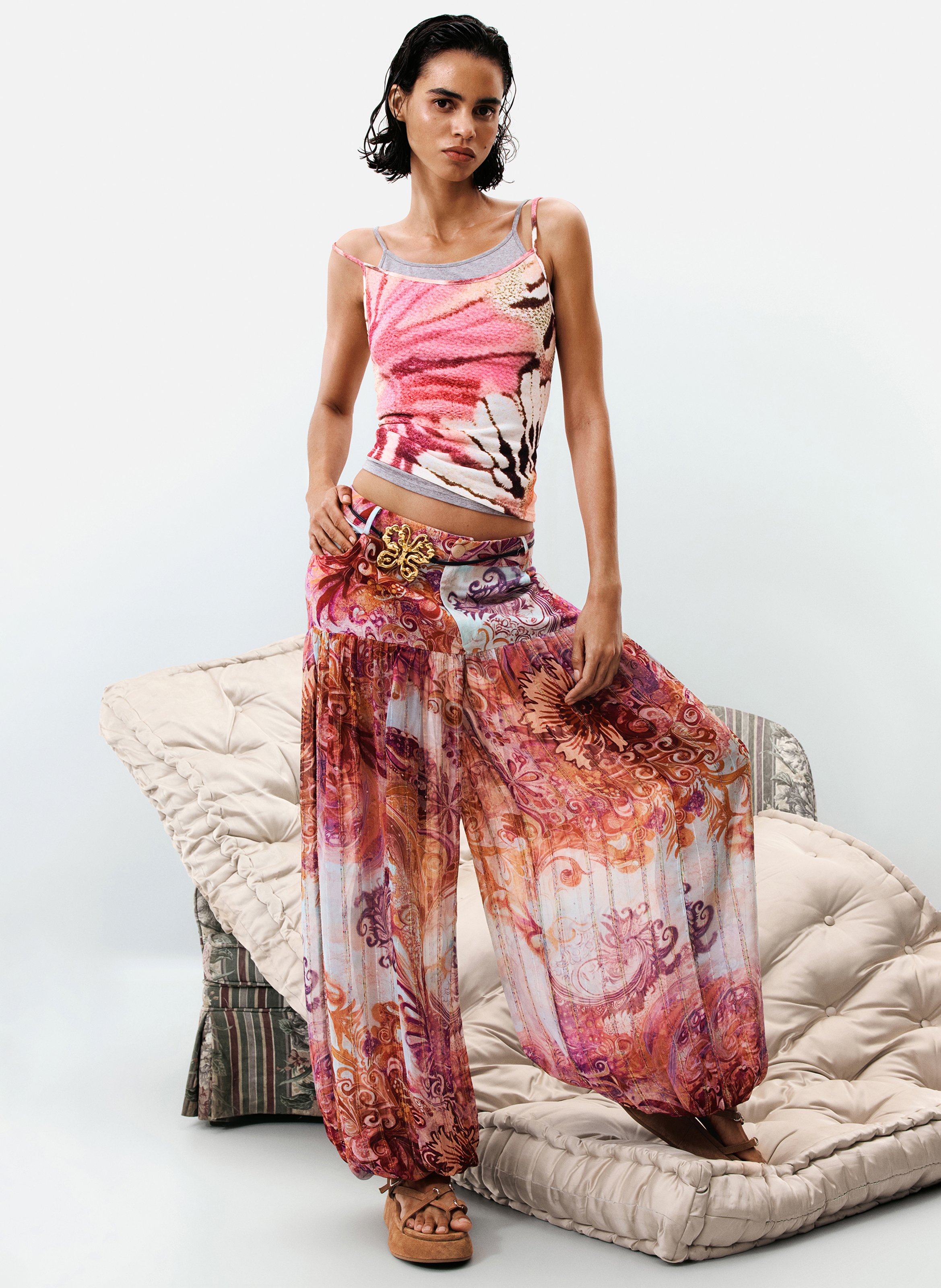 Fitted printed tank top DESIGUAL Multicolored