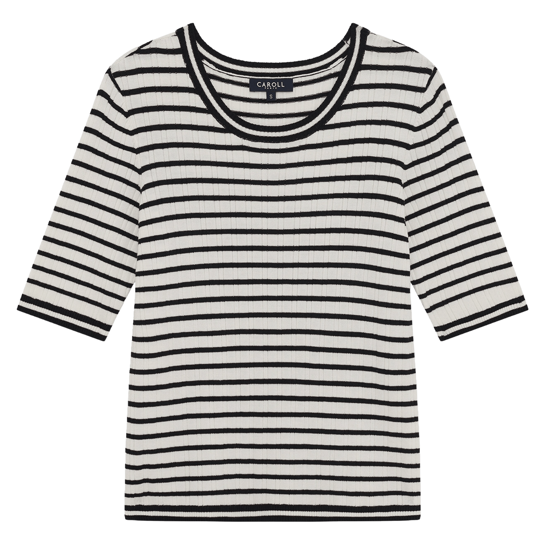 Pull col rond rayé CAROLL Noir