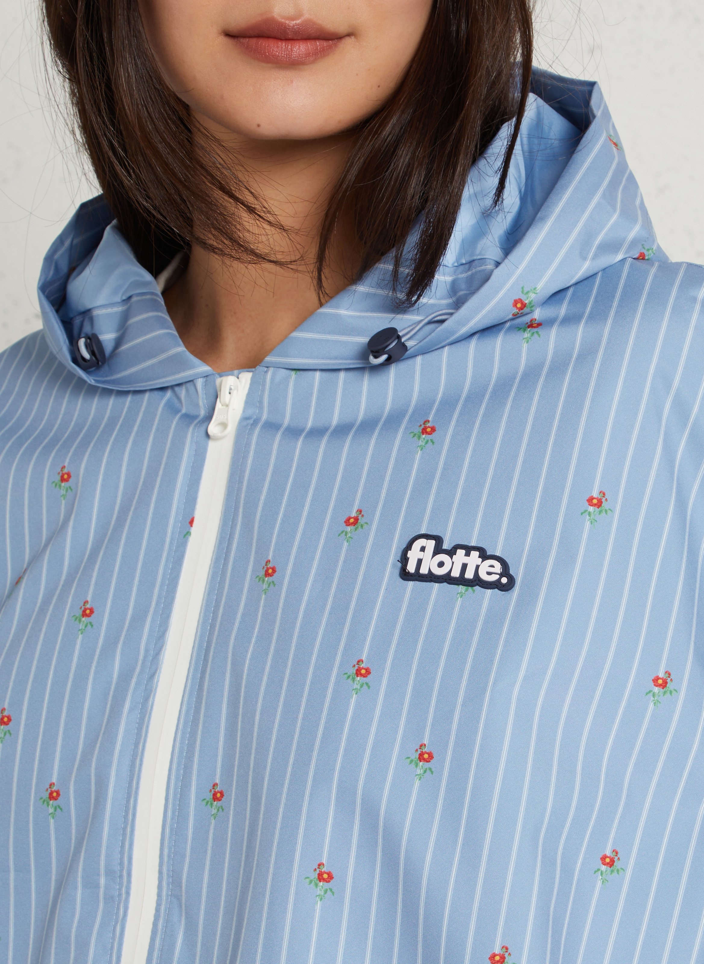 Round neck checkered raincoat FLOTTE Blue