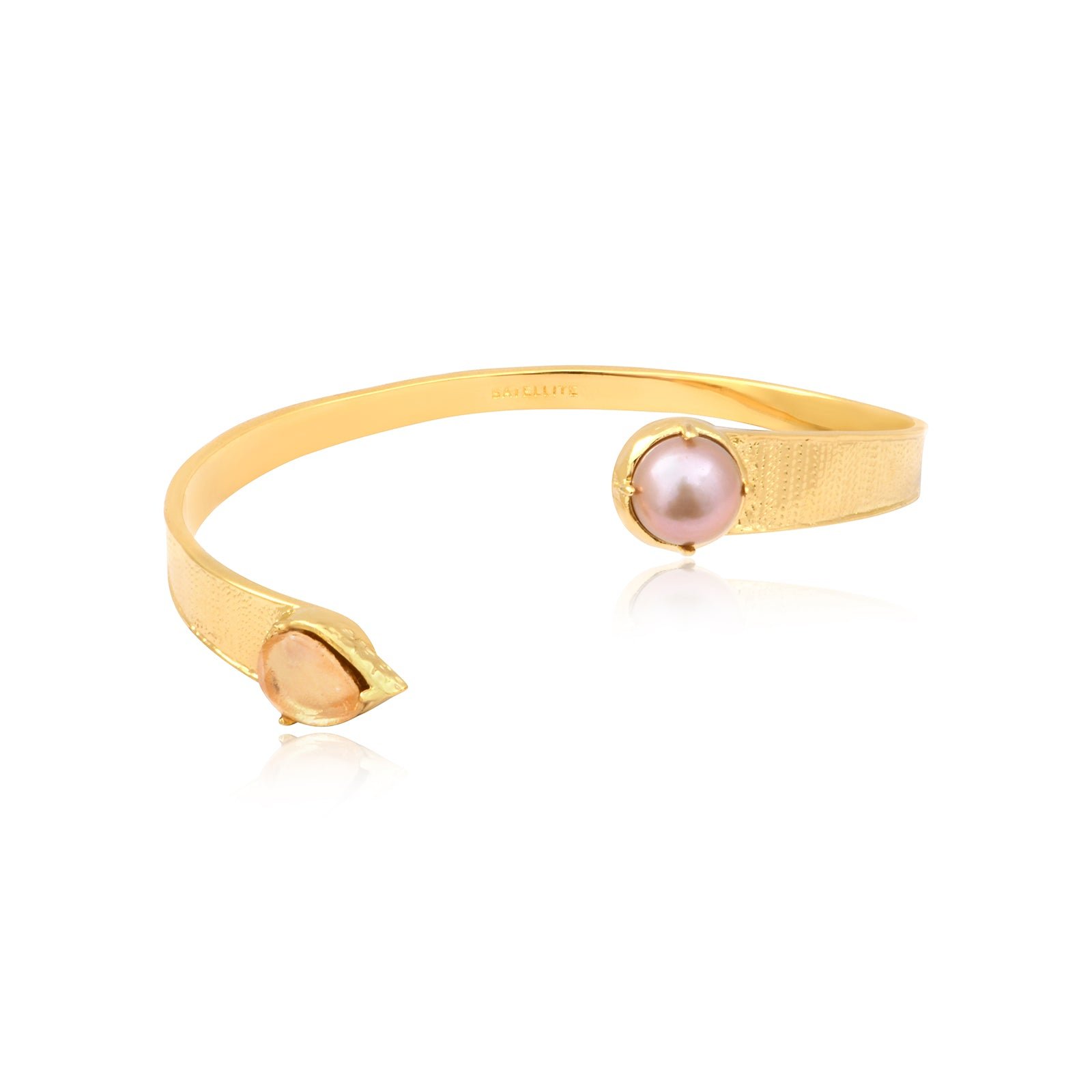 Open bangle bracelet in gold-plated fine gold SATELLITE PARIS Multicolored