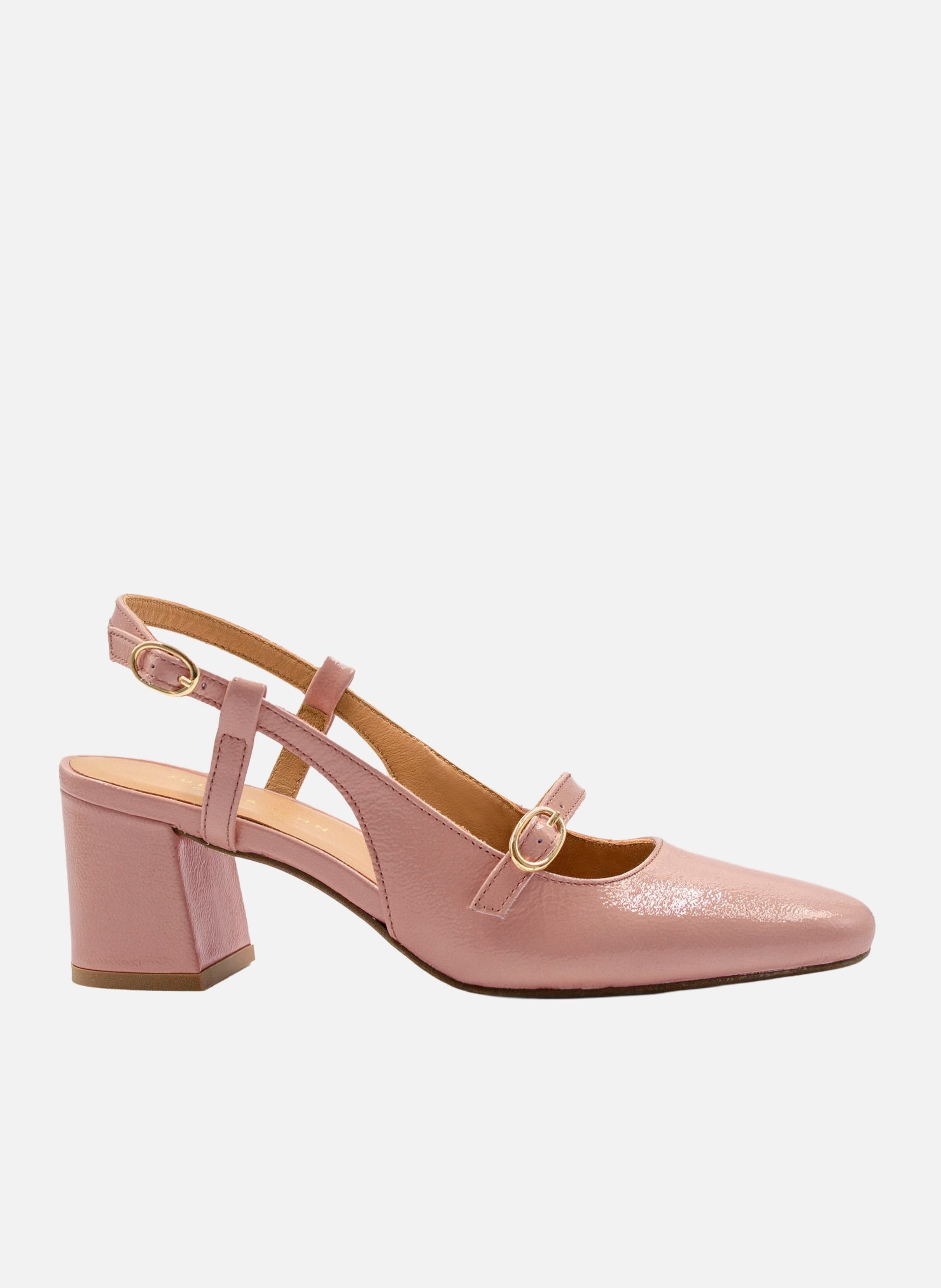 Escarpins slingback cuir vernis JULES & JENN Rose