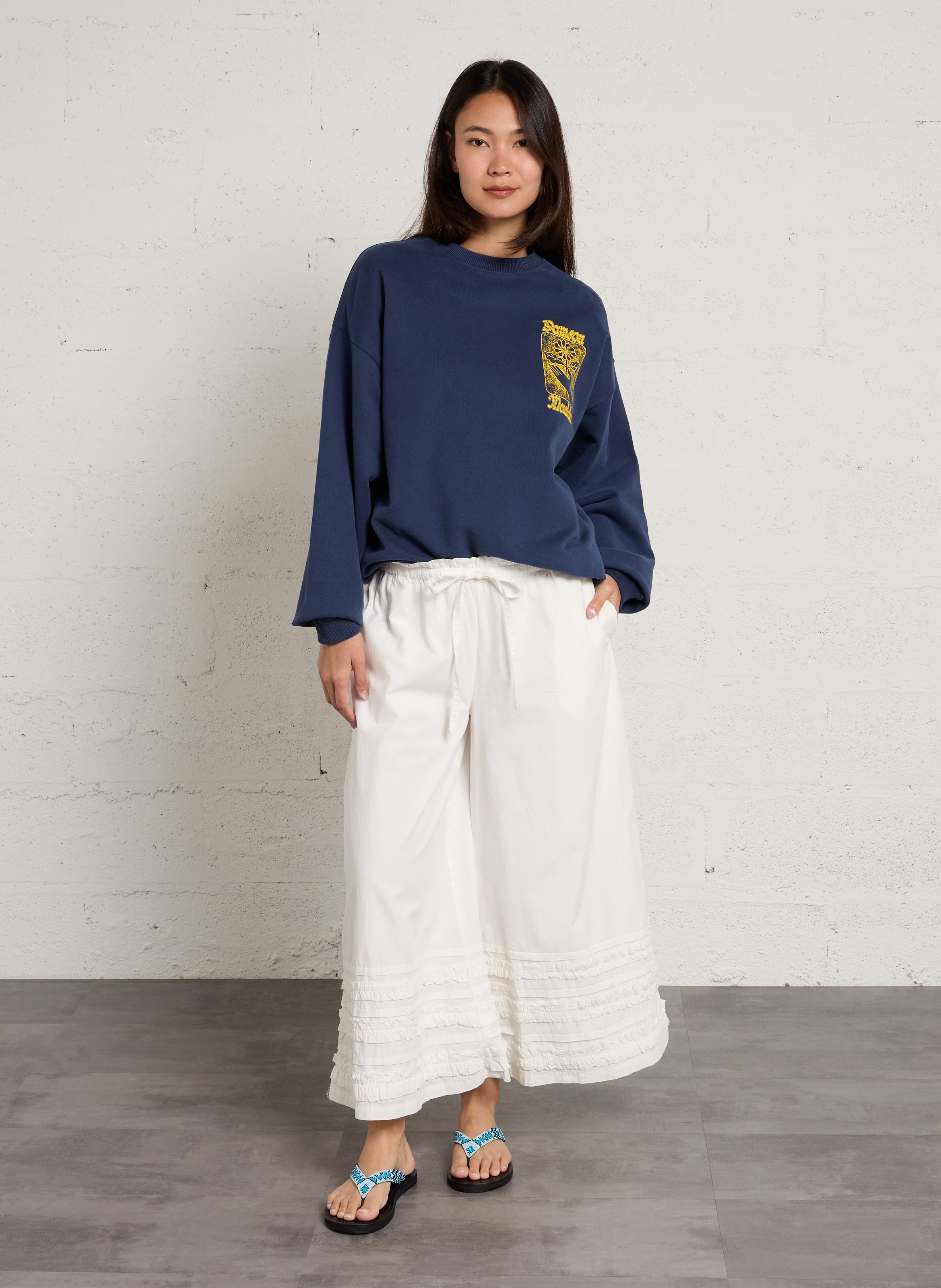 Oversized sweatshirt with round neck print DAMSON MADDER Blue