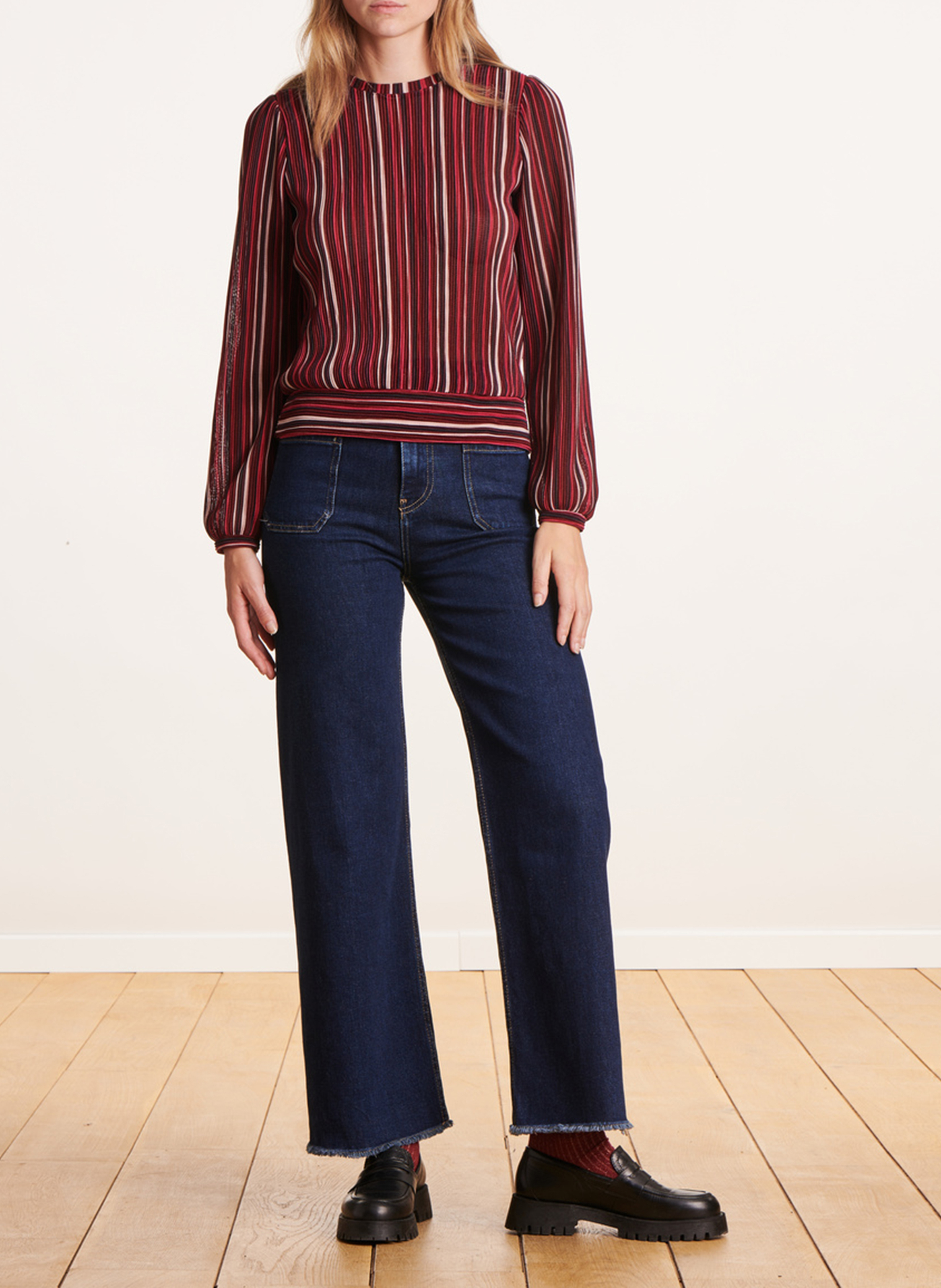 Straight high-rise organic cotton-blend jeans LA FEE MARABOUTEE Blue