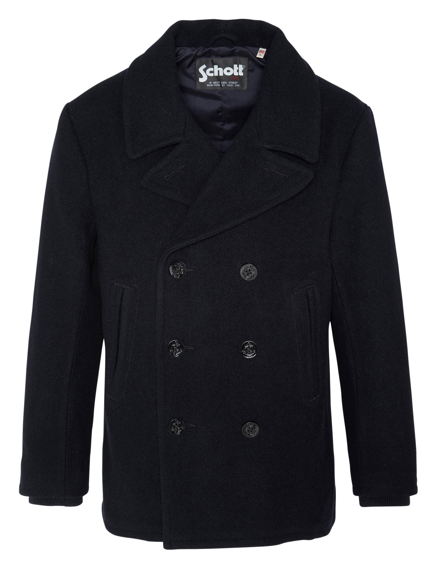 Wool-blend coat with tailored collar SCHOTT Blue
