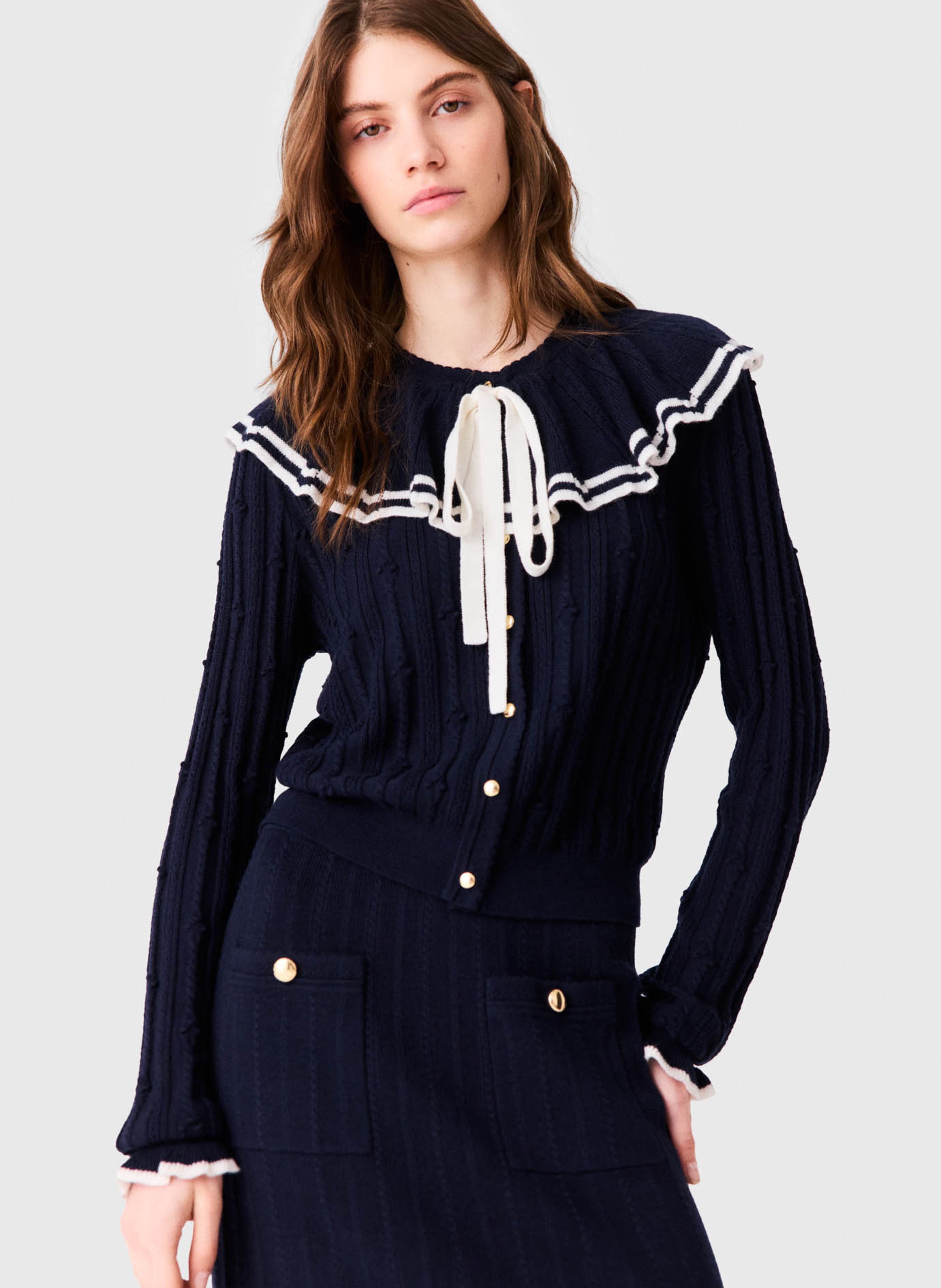 Rechte geribbelde cardigan MAJE Blauw