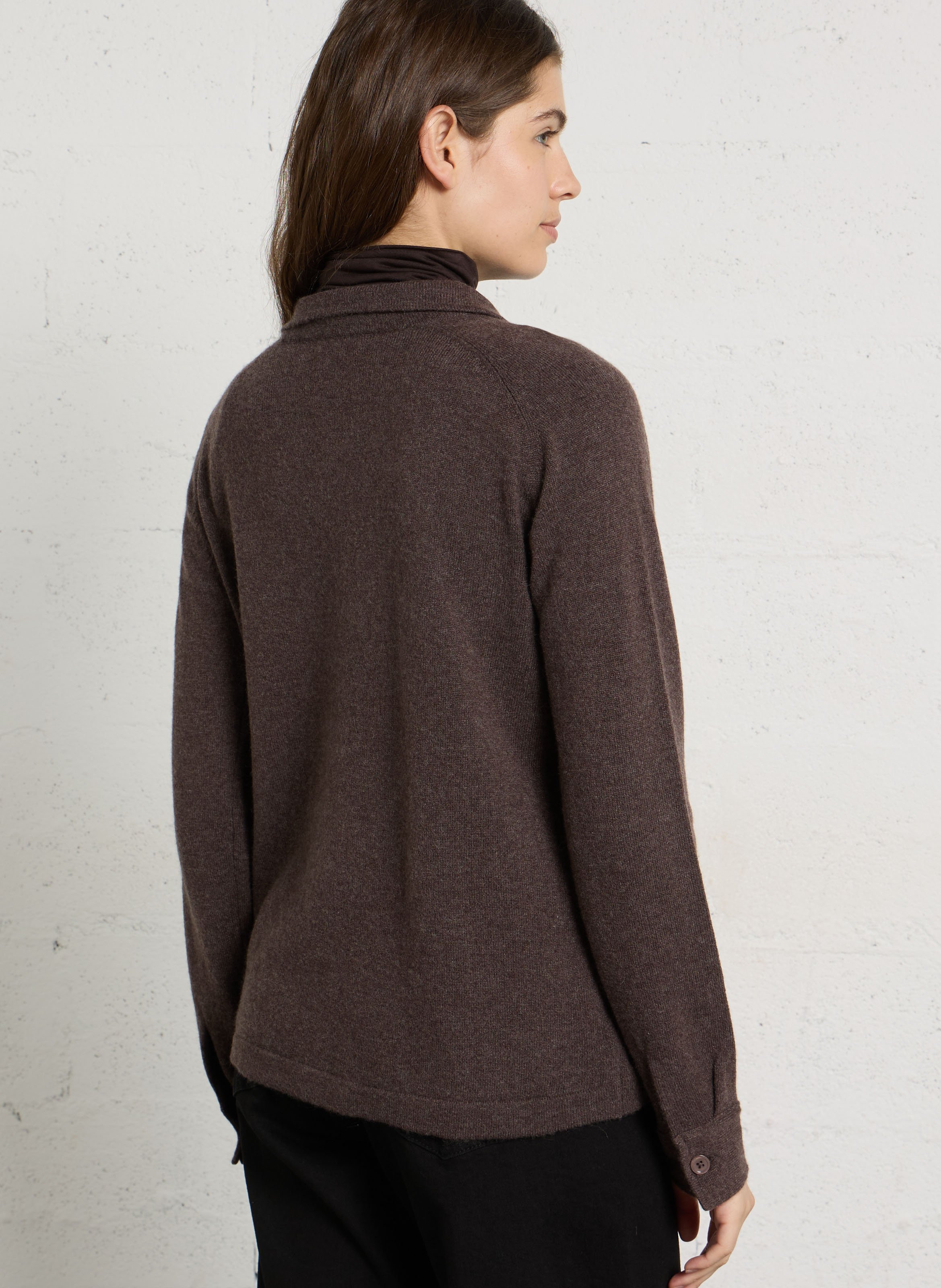 Long-sleeve cashmere cardigan MAJESTIC FILATURES Brown