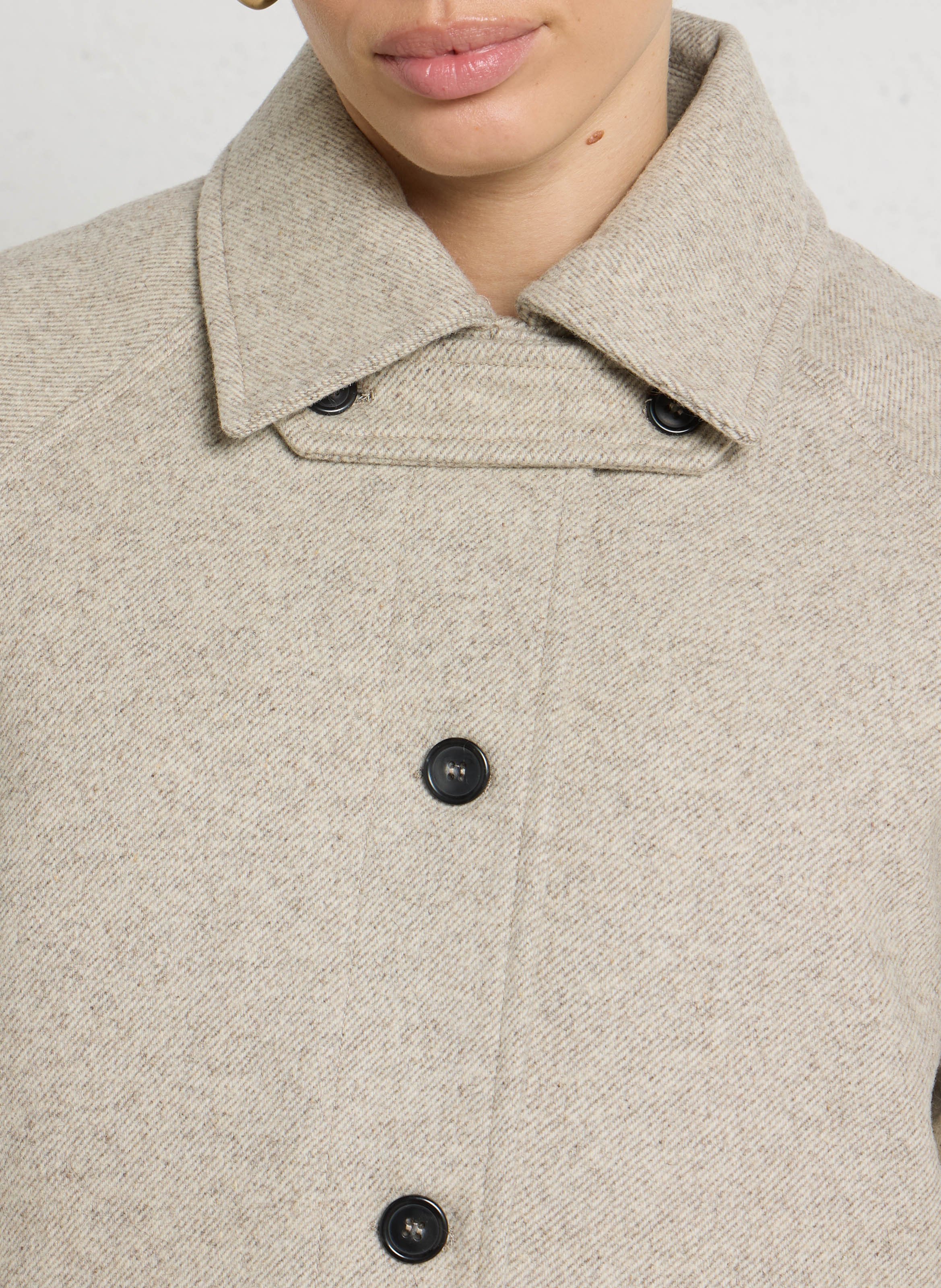 Oversize-Wollmantel mit Reverskragen DES PETITS HAUTS Beige