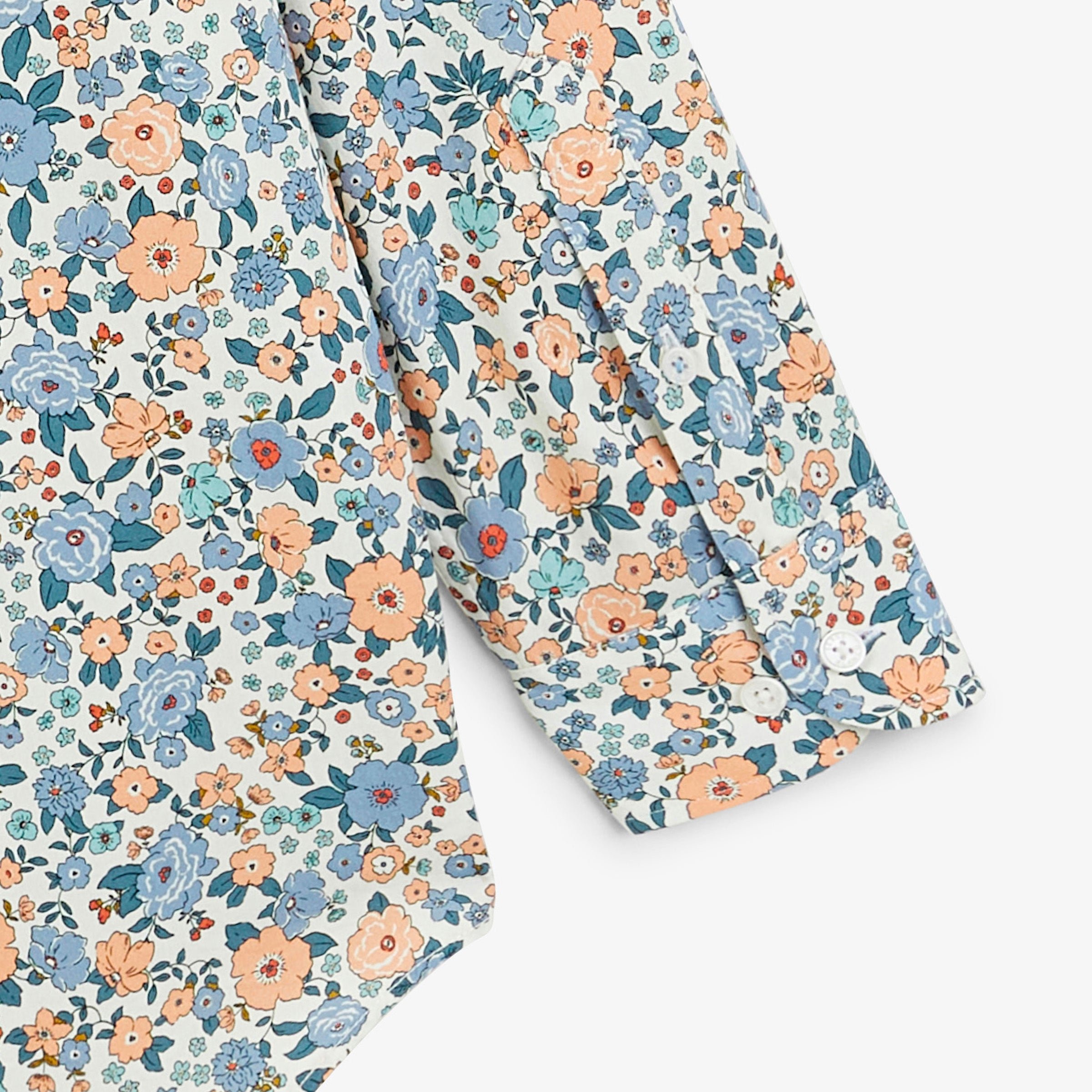 Long-sleeved cotton shirt with floral print SERGE BLANCO Blue