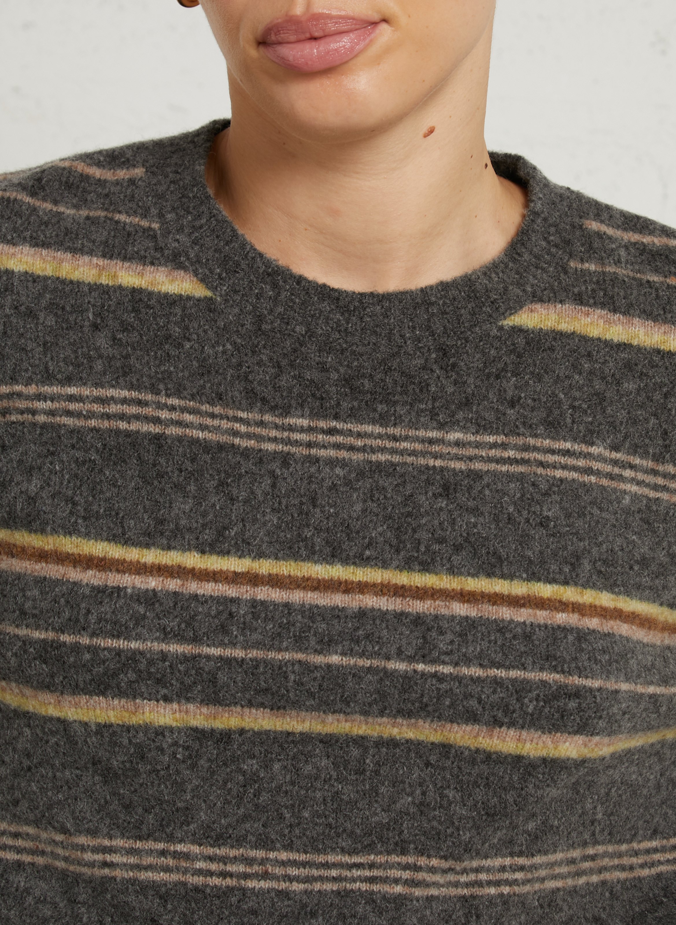 Round neck striped wool blend sweater NICE THINGS Grey