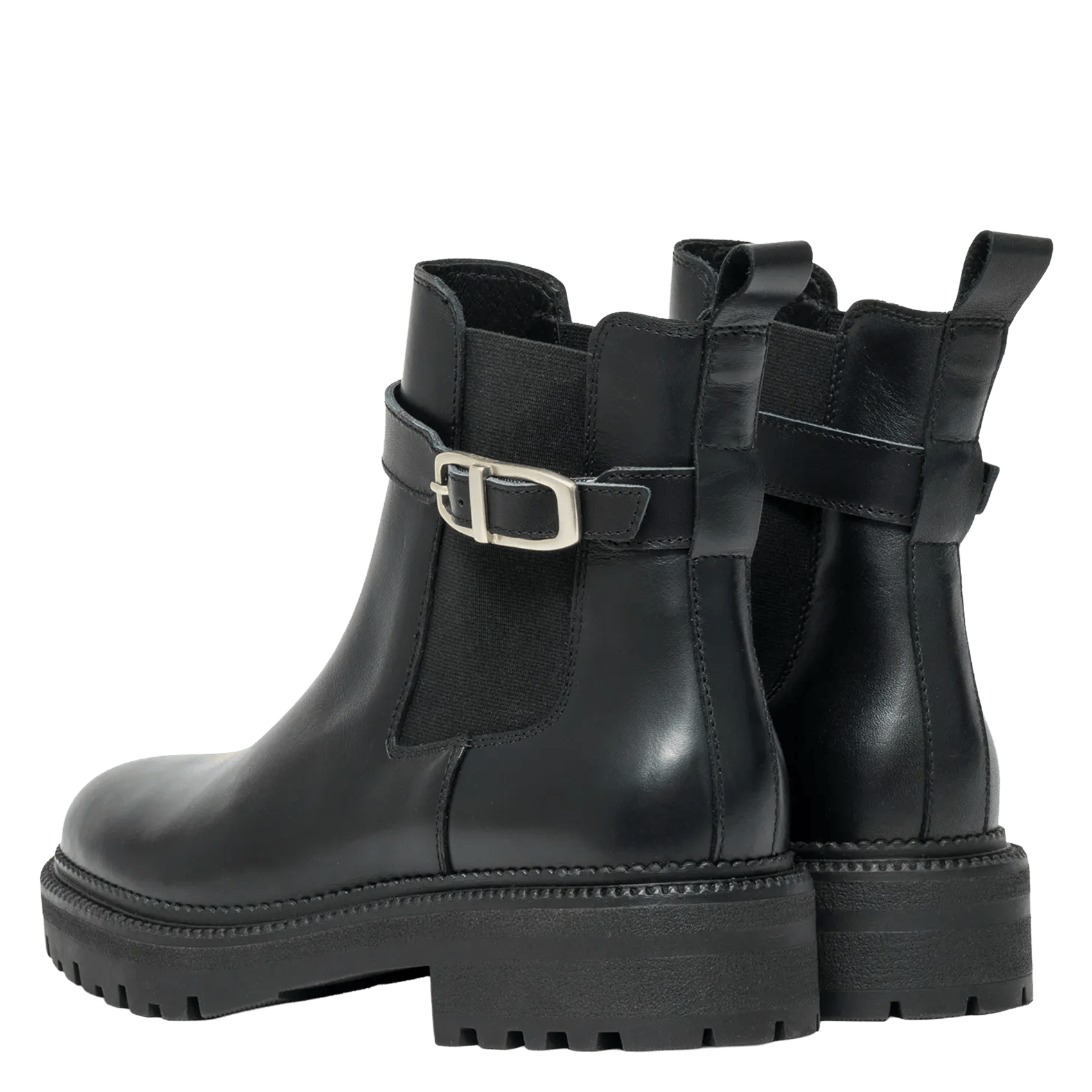 Leather Mixed Buckle Ankle Boots | Black BOCAGE Women