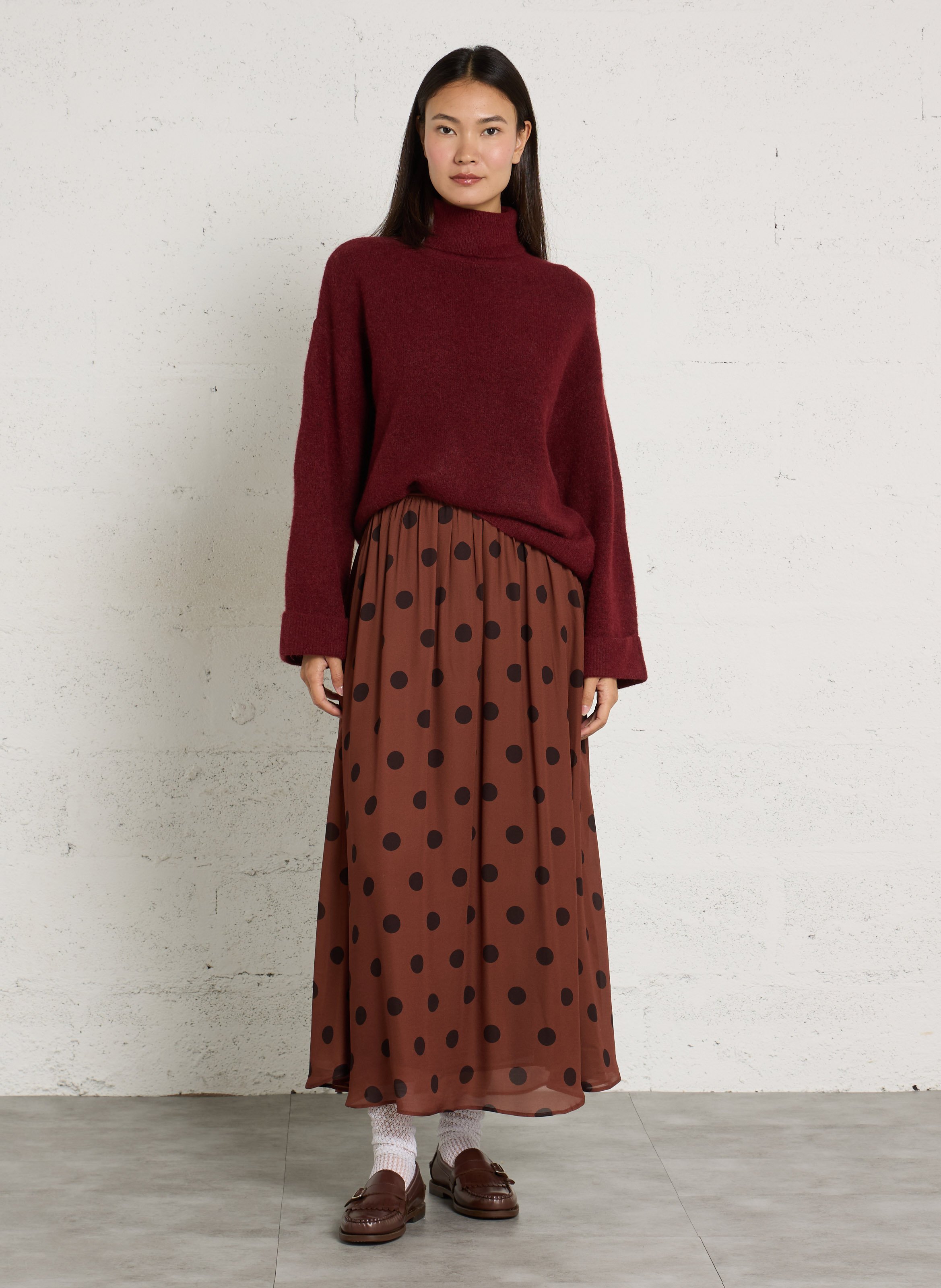 Long skirt with prints DES PETITS HAUTS Brown
