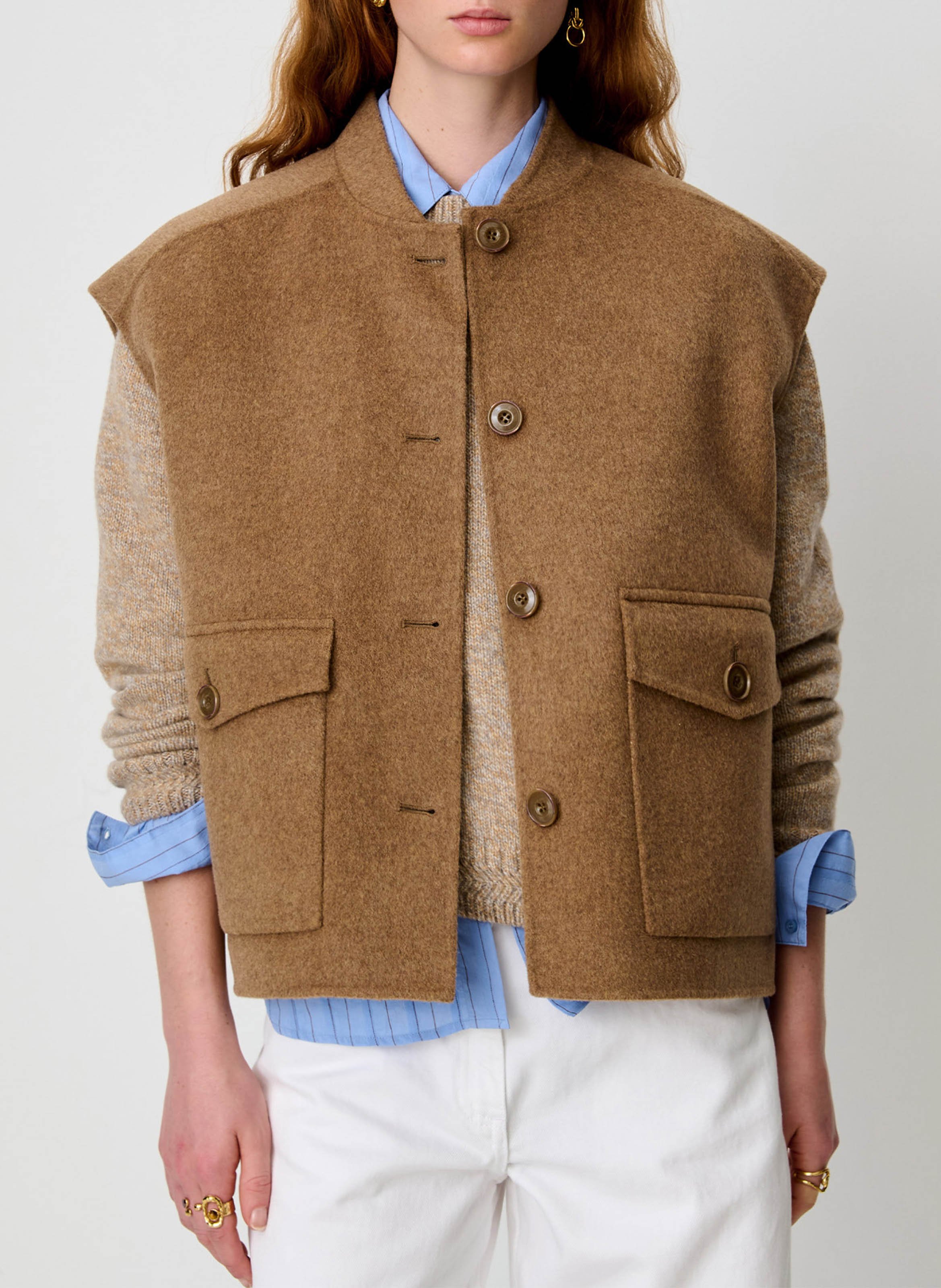 Oversized wool-blend jacket  SESSUN Beige