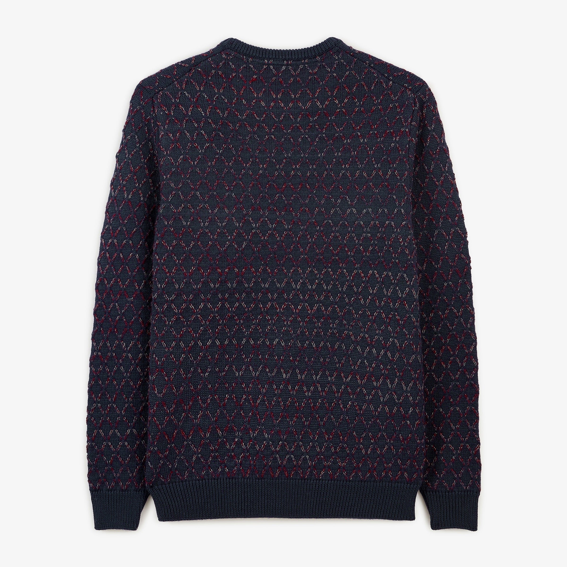 MARAT navy blue jacquard wool crew-neck sweater SERGE BLANCO Blue