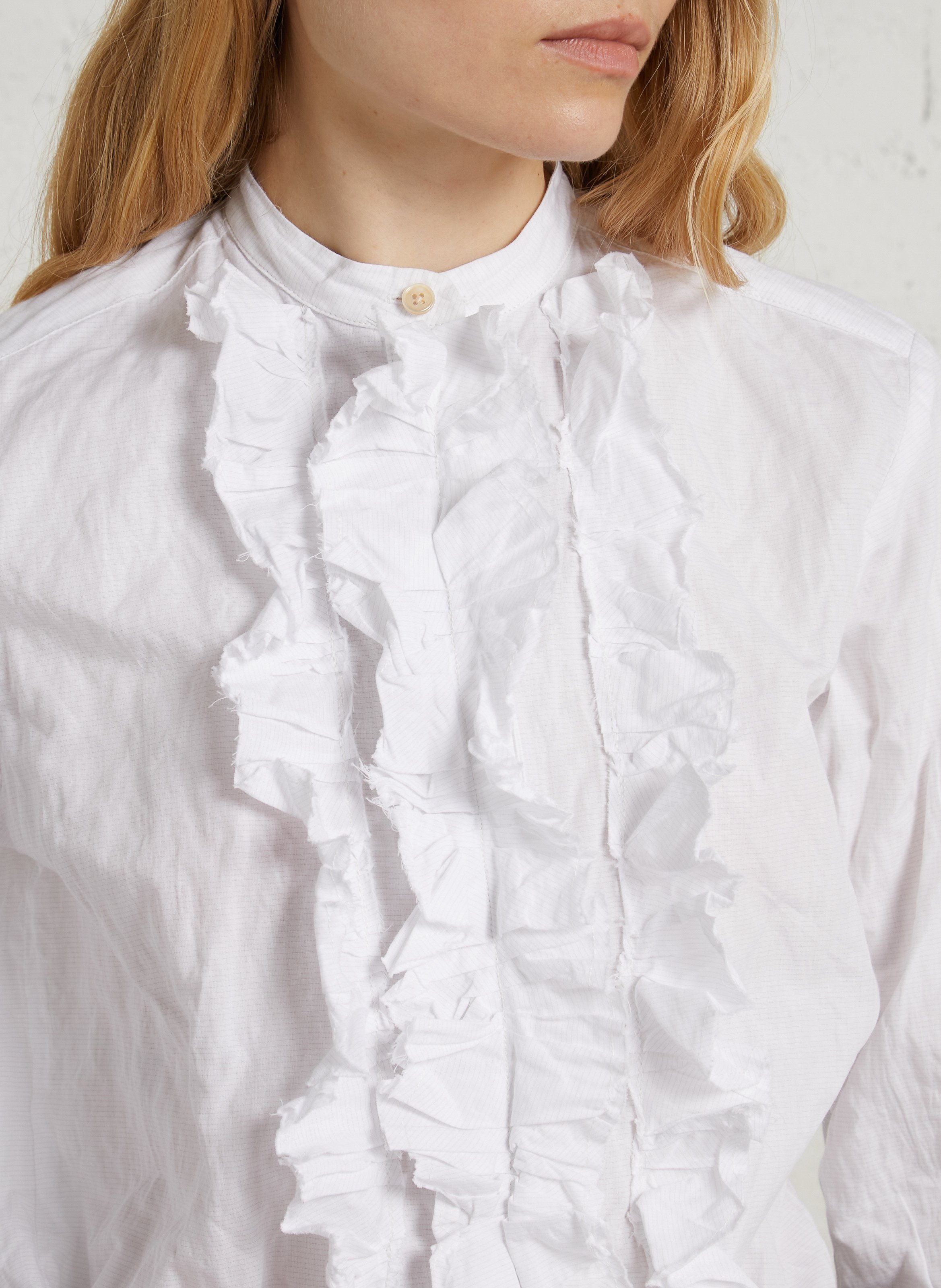 Round-neck ruffled blouse LAURENCE BRAS White