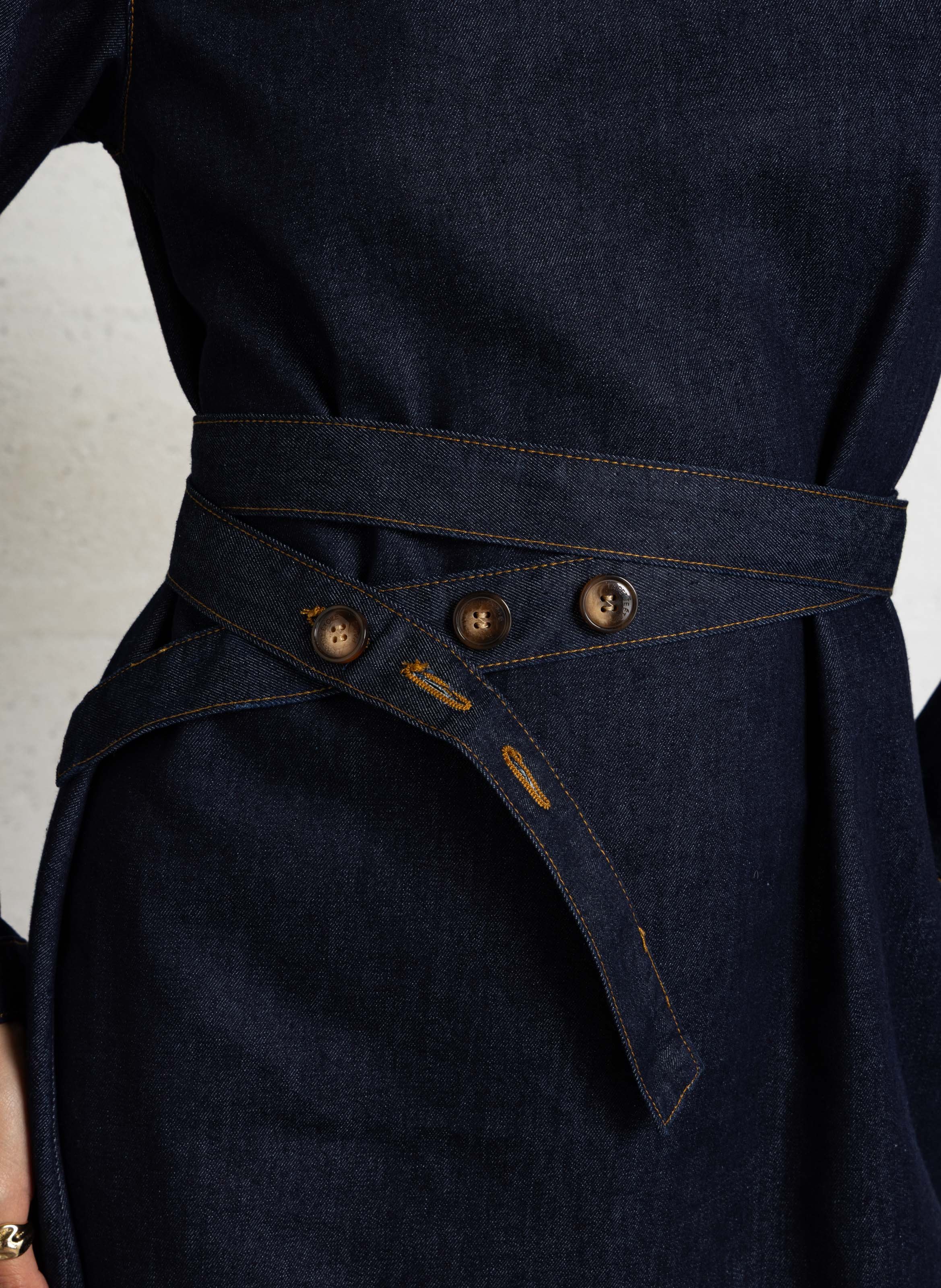 Korte jurk met ronde hals van gemengde katoendenim LA PETITE ETOILE Blauw