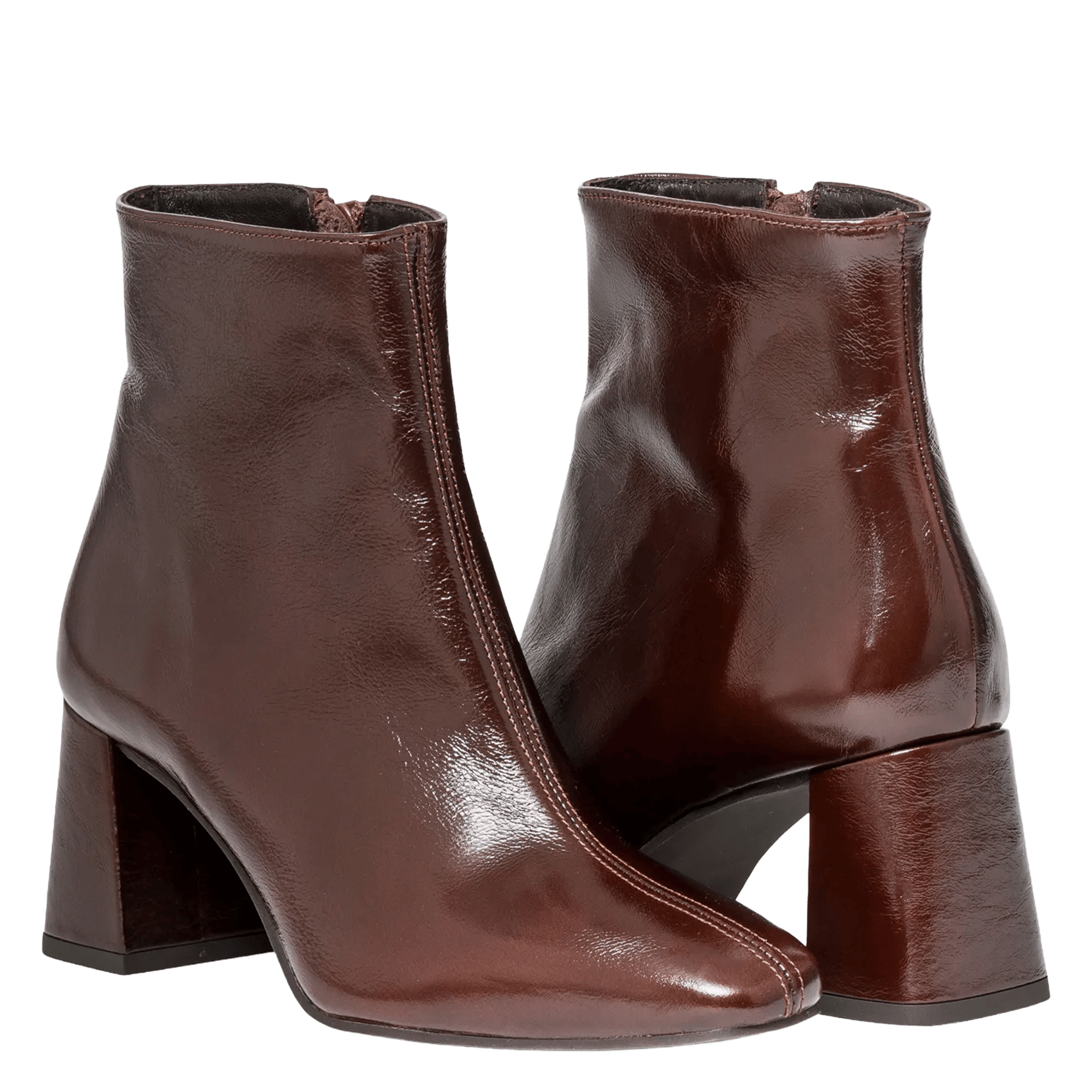 Patent leather ankle boots BOCAGE Brown