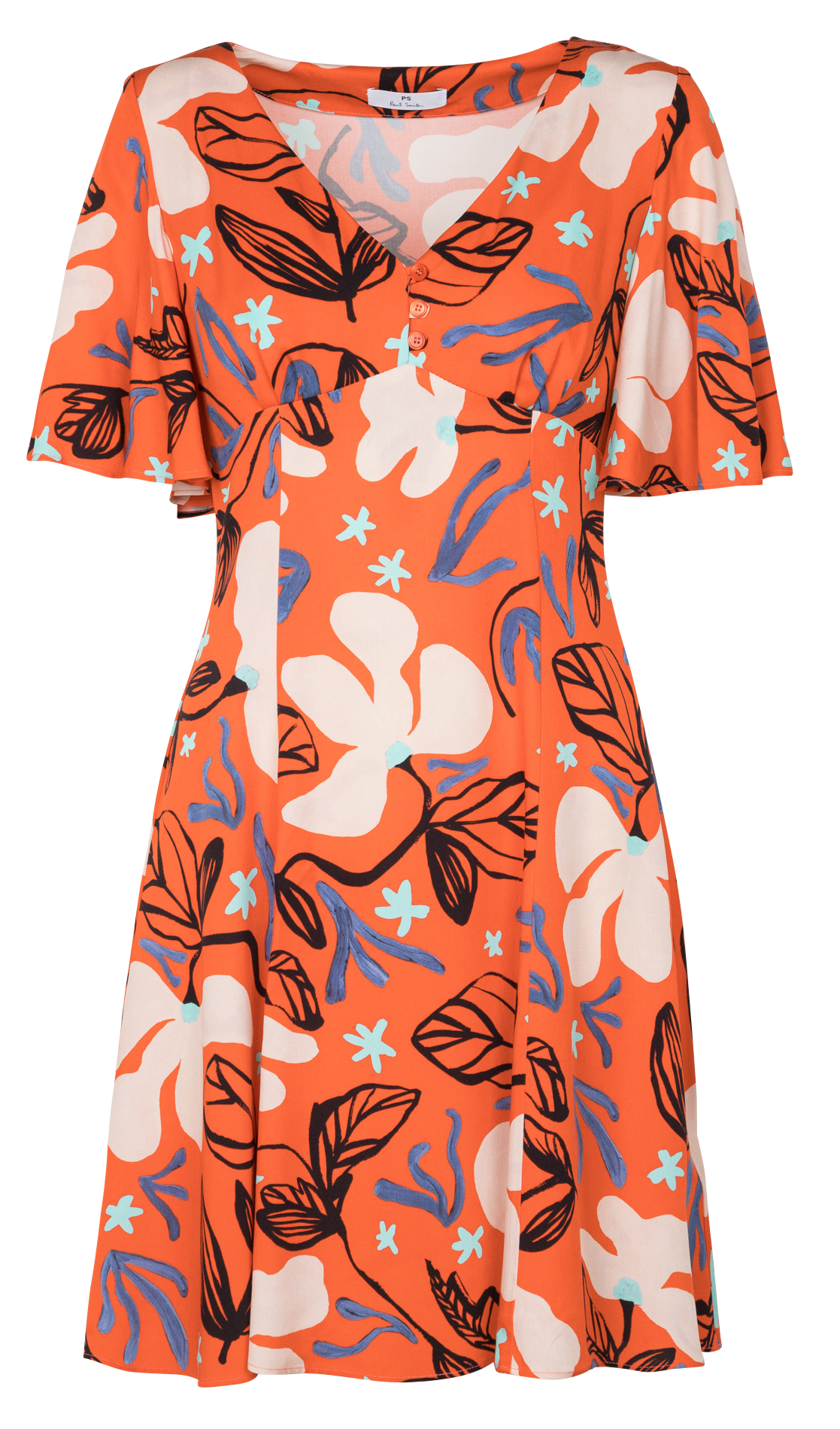 Short printed V-neck dress PAUL SMITH Red