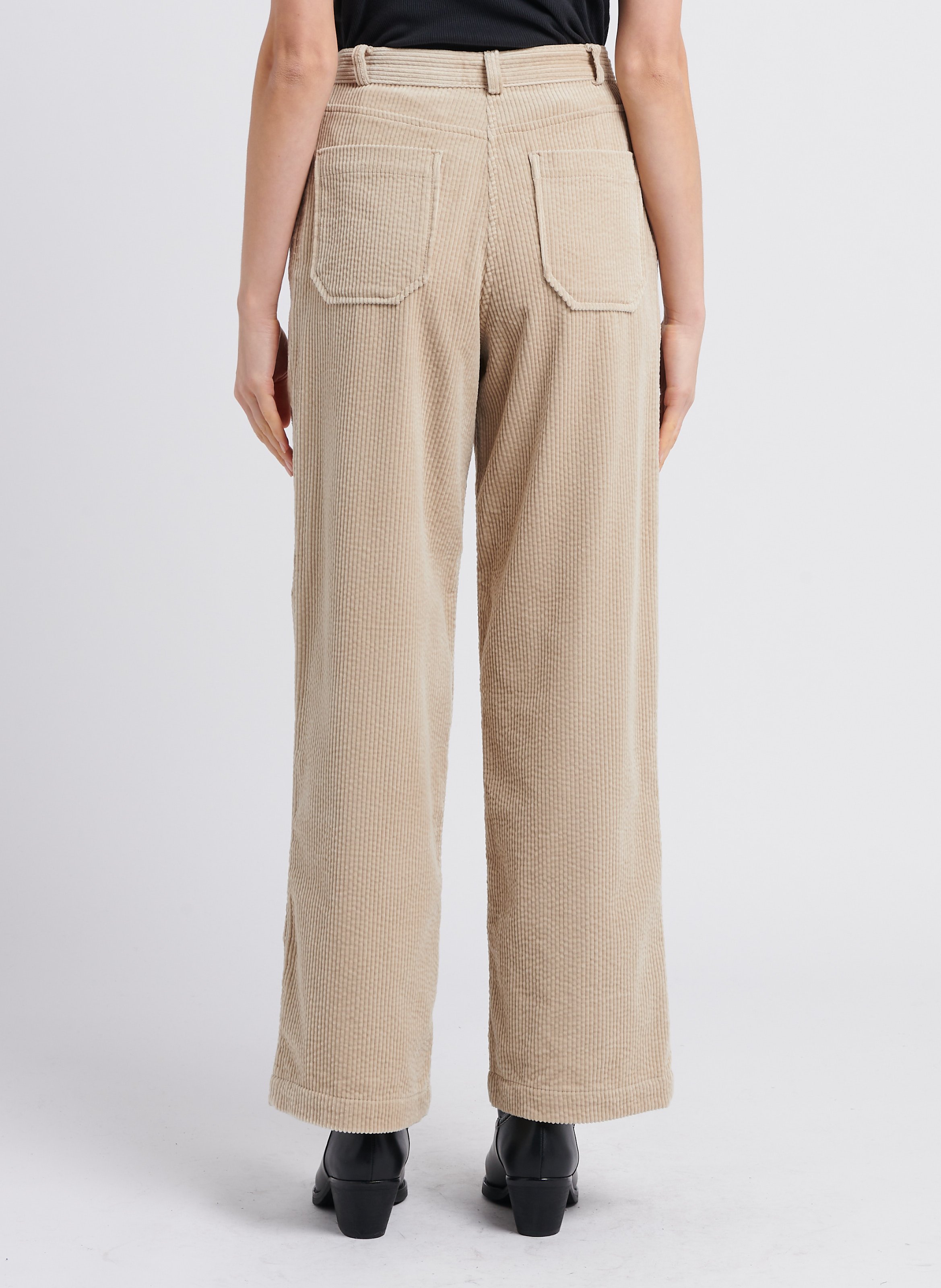 Pantalon ample en velours de coton c tel Beige