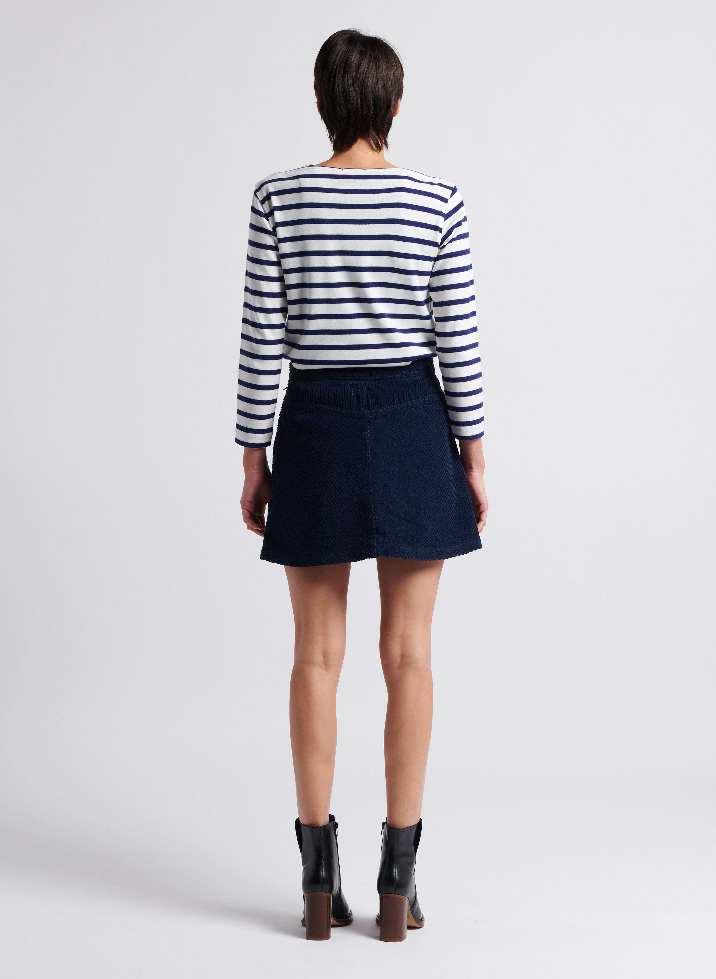 Jupe droite taille haute en coton mélangé SOI PARIS Bleu