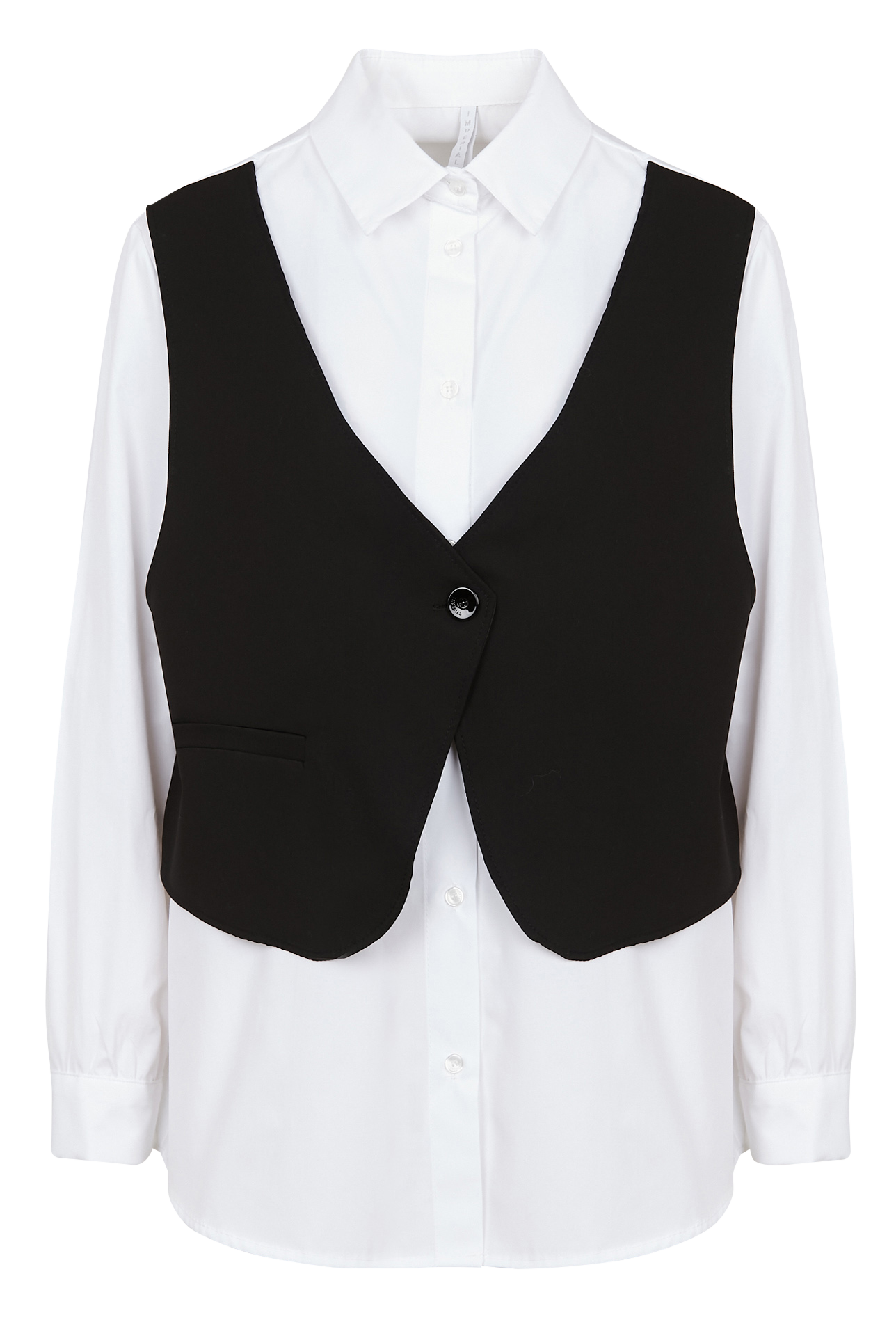 Straight layer-effect shirt with classic collar IMPERIAL White