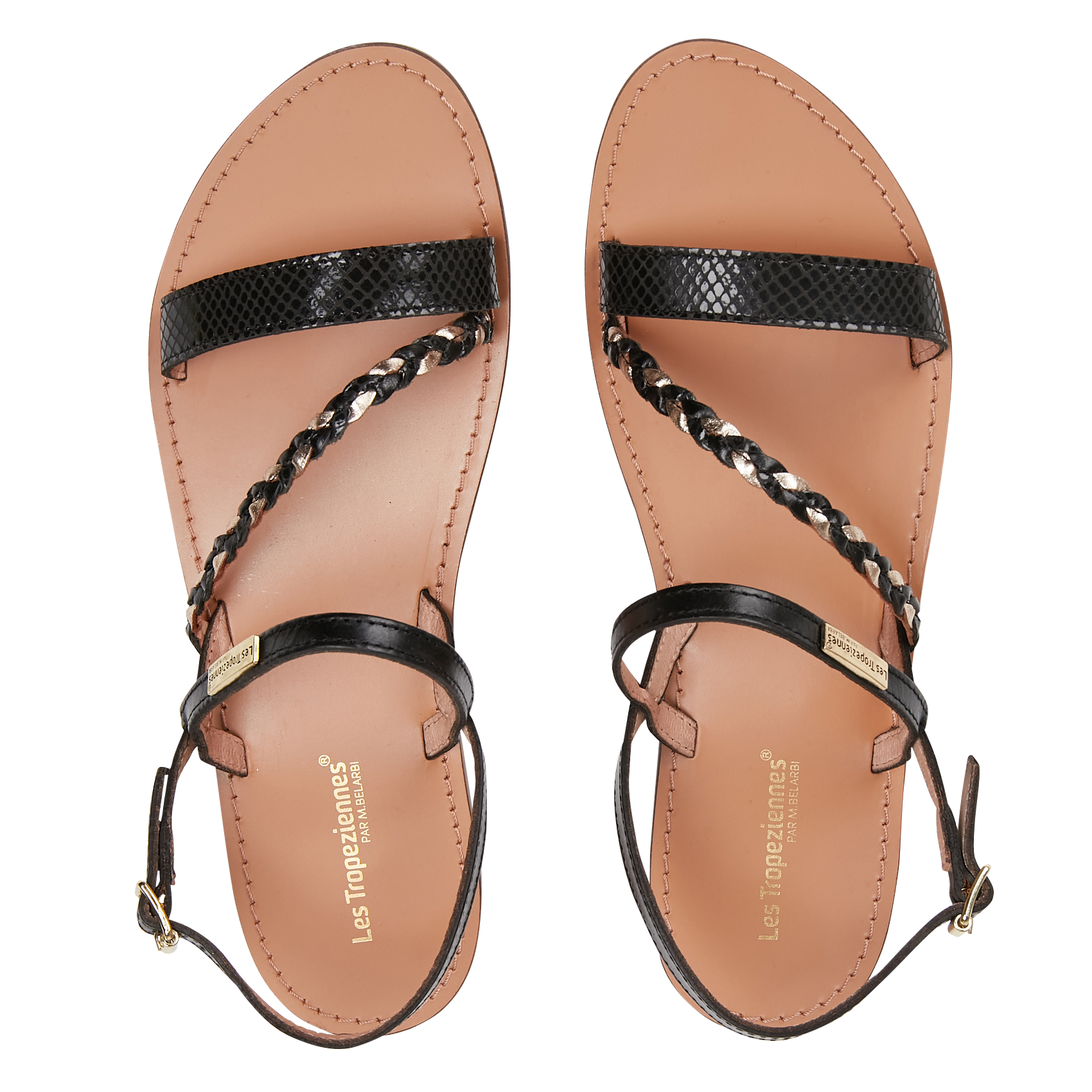 Sandales plates en cuir LES TROPEZIENNES PAR M.BELARBI Noir