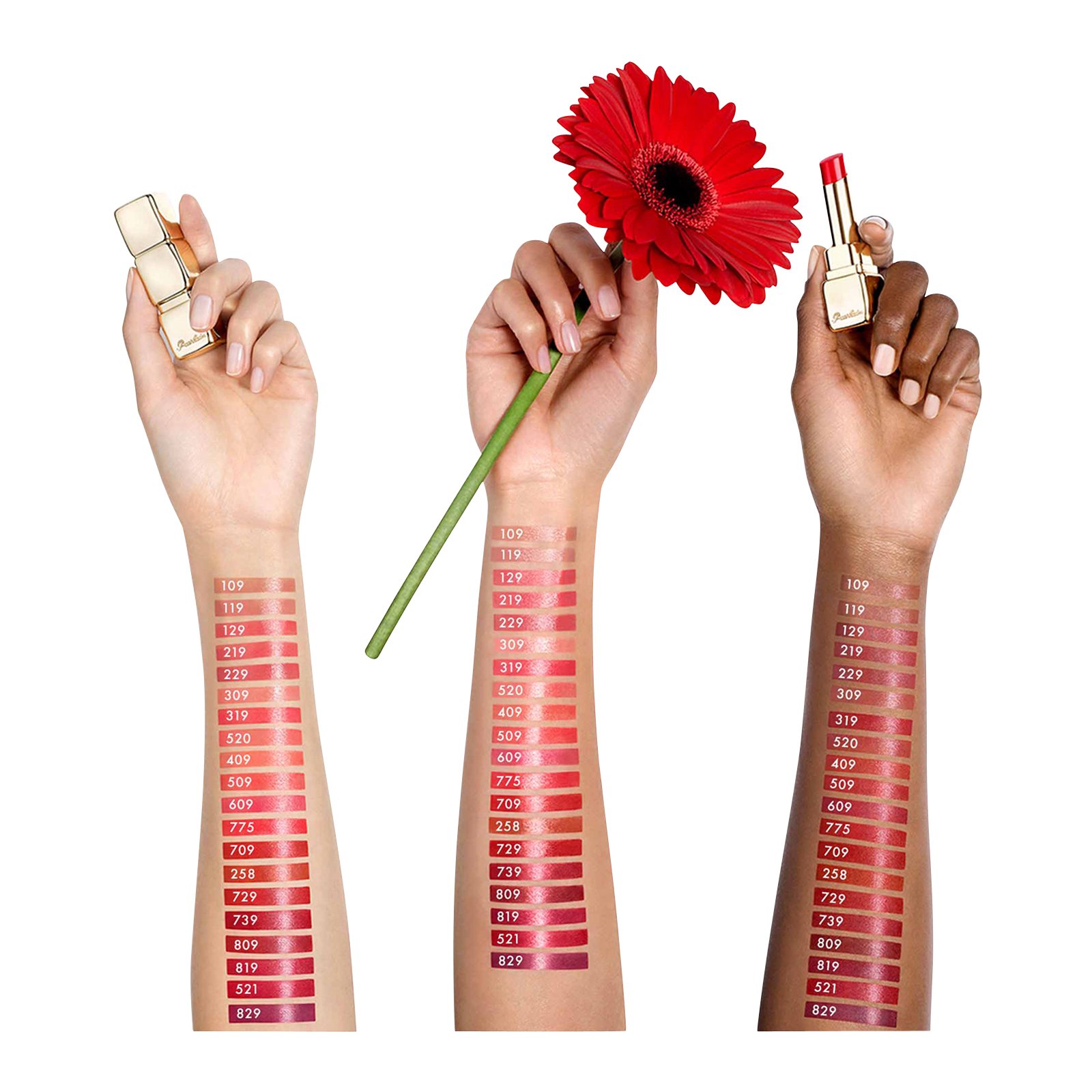 KissKiss Shine Bloom Rouge brillant GUERLAIN 709 petal red