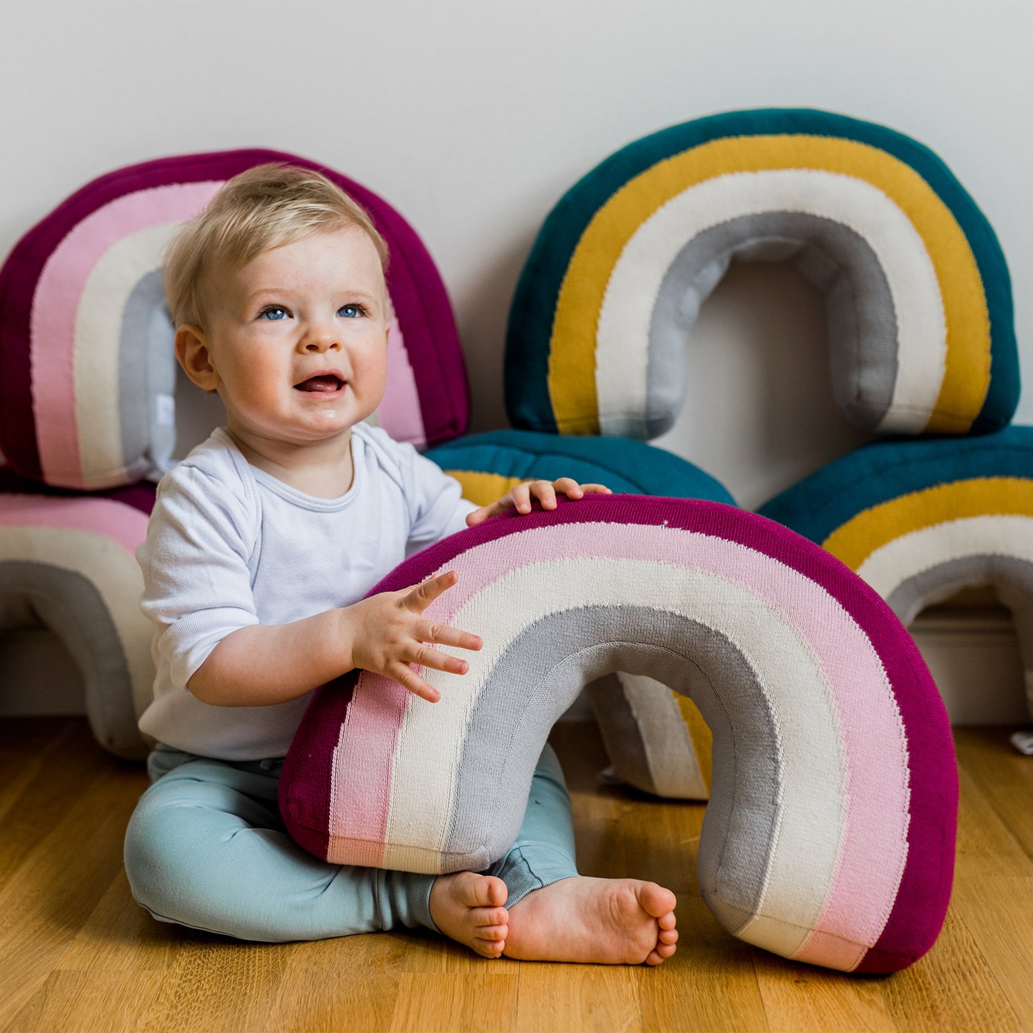 Rainbow cotton cushion KINDSGUT Pink