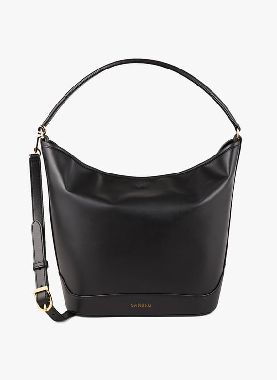 Sac seau en cuir Noir Sandro Femme Place des Tendances