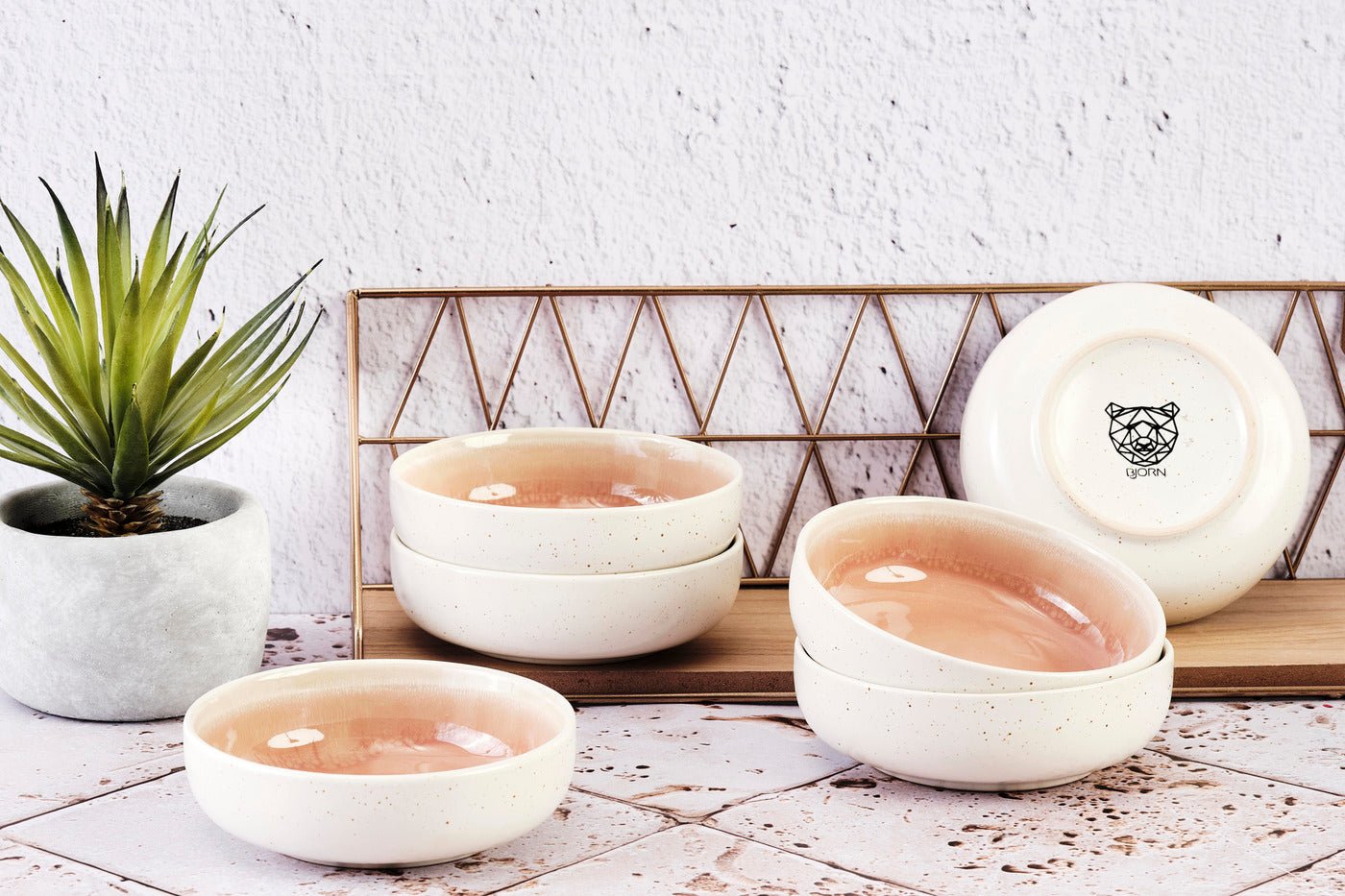 Bol oxygen ø13cm - 6 pièces - vert de gris BJORN Rose