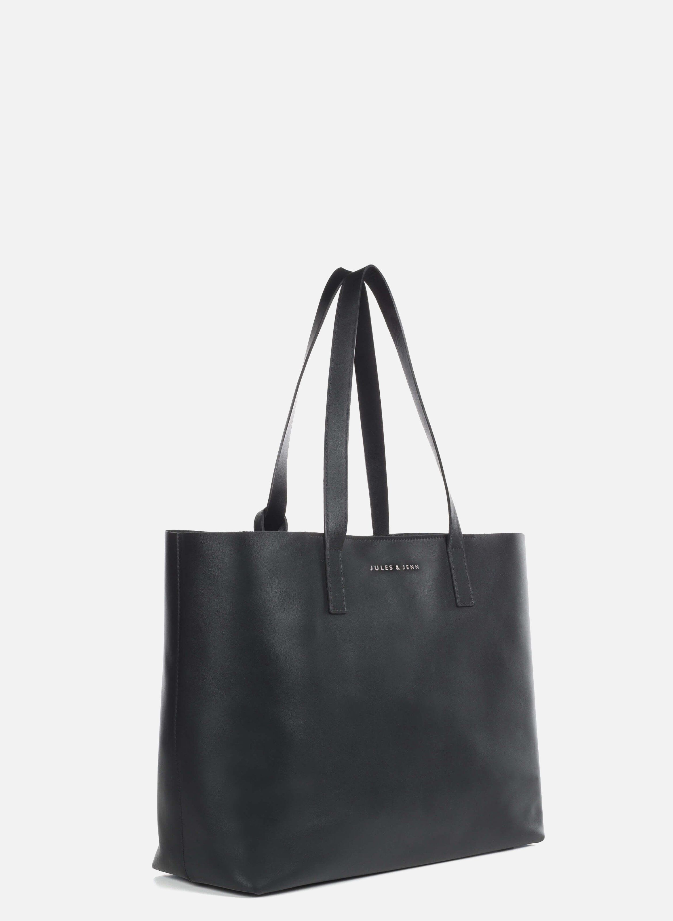 Smooth leather tote bag JULES & JENN Black