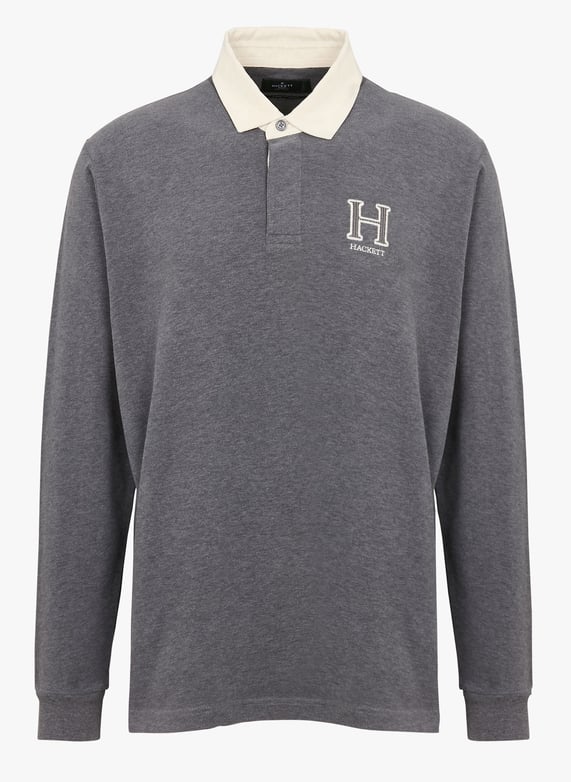 Polo de manga larga bordado en gris