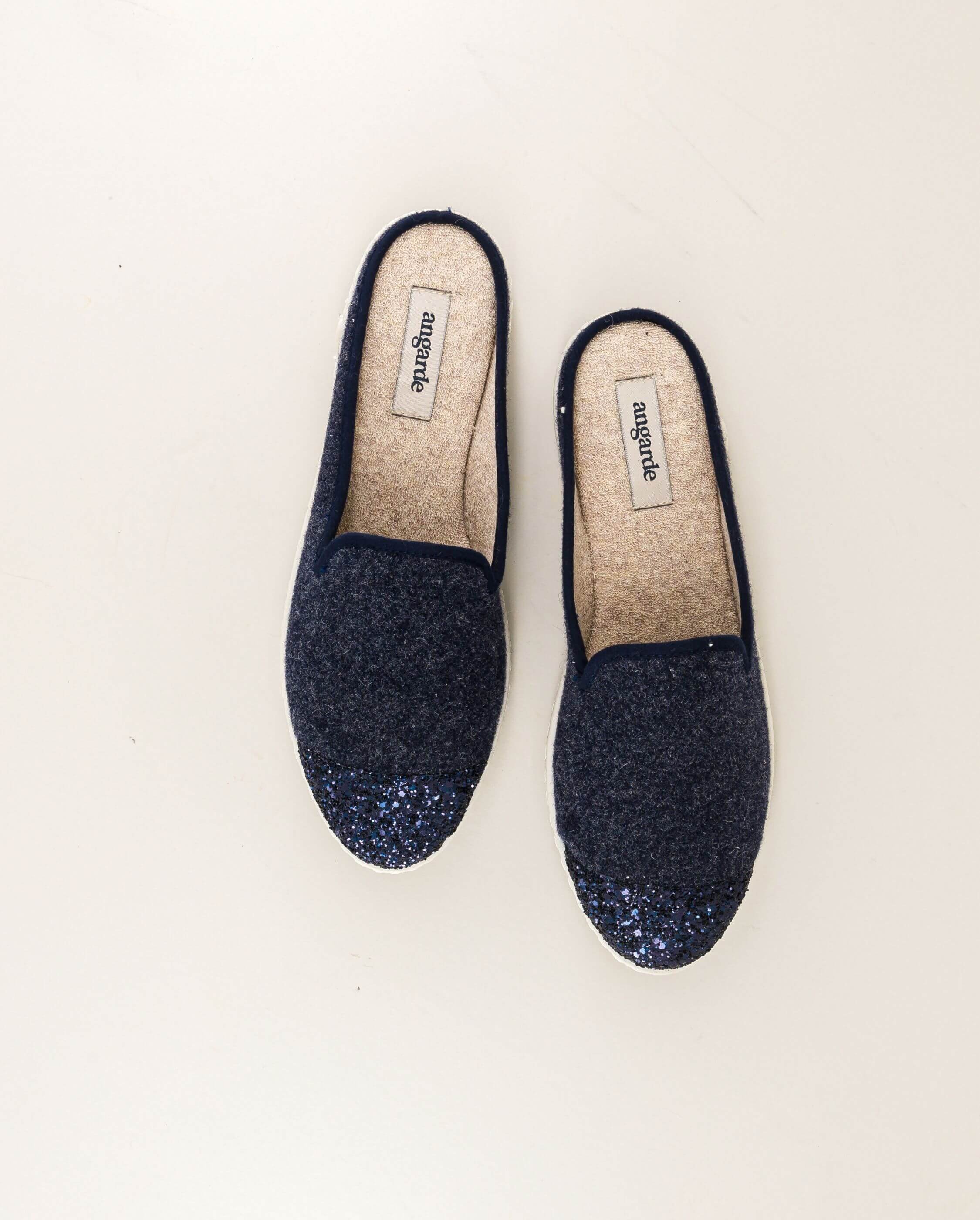 Women's wool mule, navy sequins ANGARDE Blue