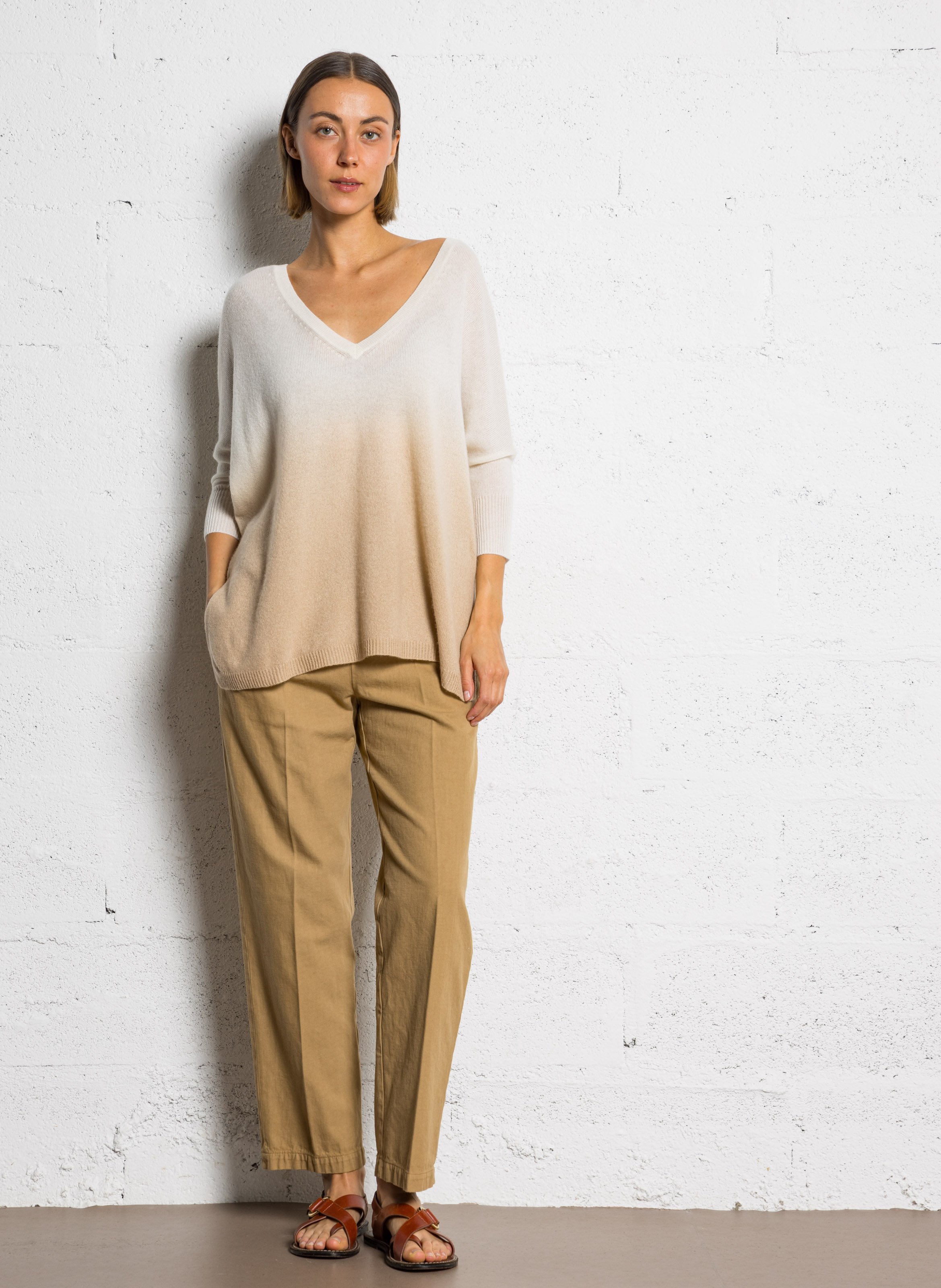 Pull oversize en cachemire  Beige