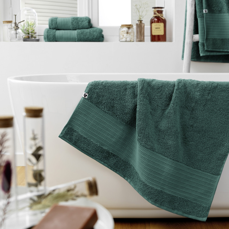 100% combed cotton bath towel L'EFFET PAPILLON Green