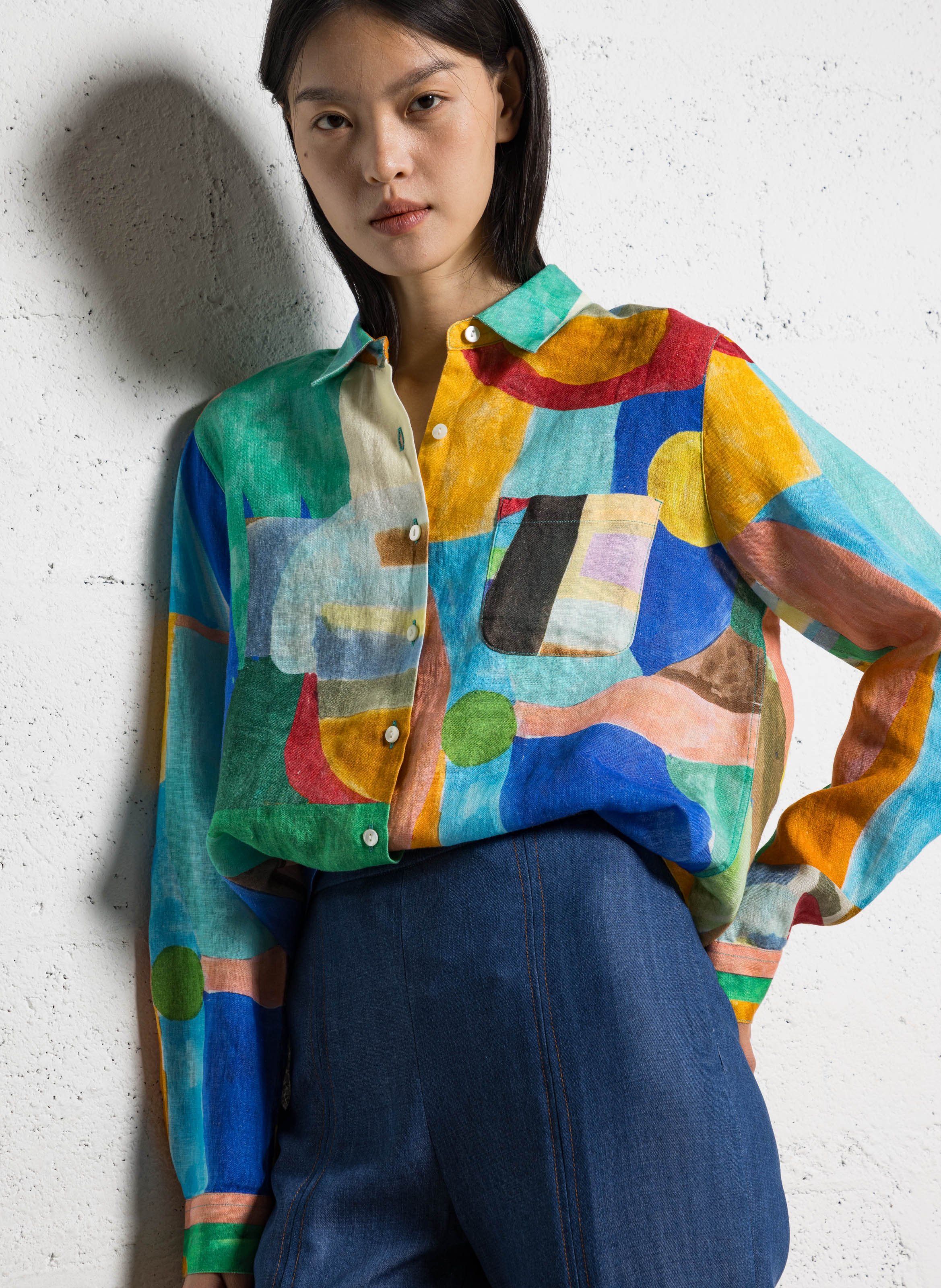 Straight linen shirt G.KERO Multicolored