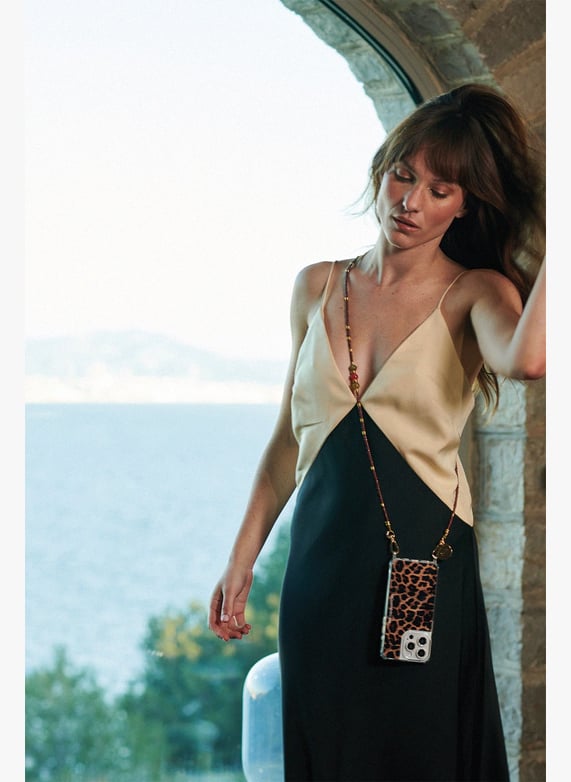 Chaîne de téléphone en perles Iris Marron La coque francaise