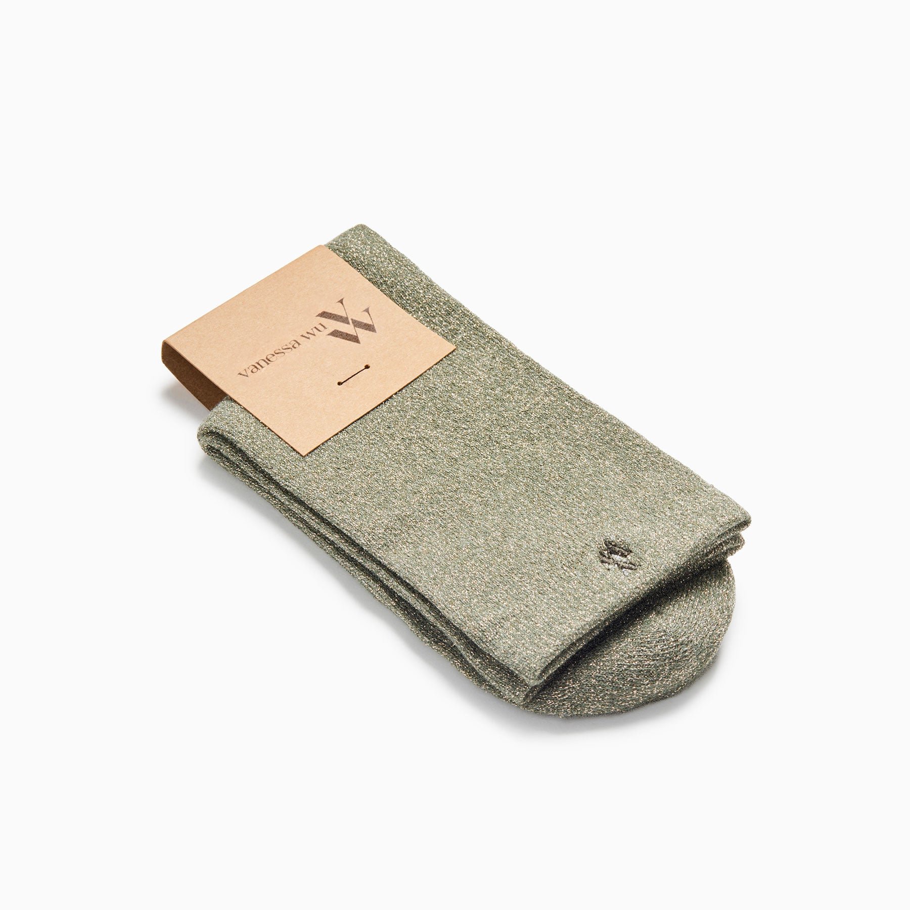 Glitter cotton-blend socks VANESSA WU Green