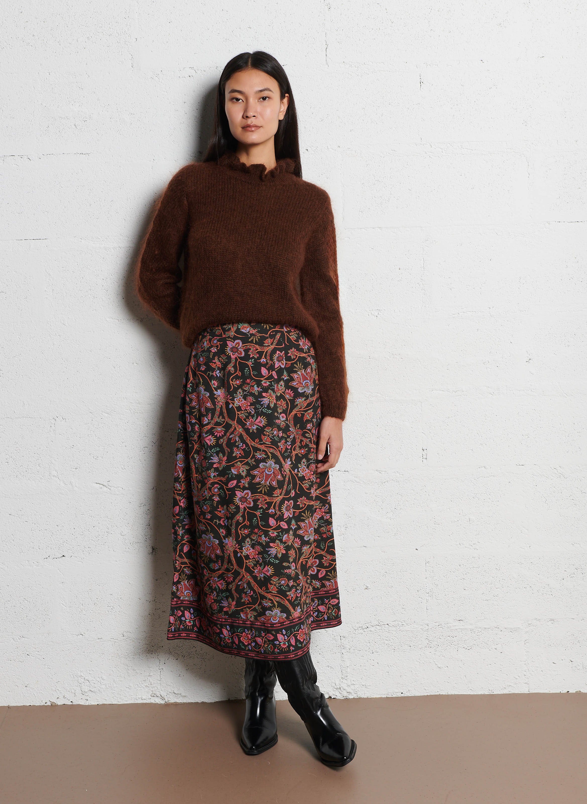 Straight-cut knit sweater LOUISE MISHA Brown