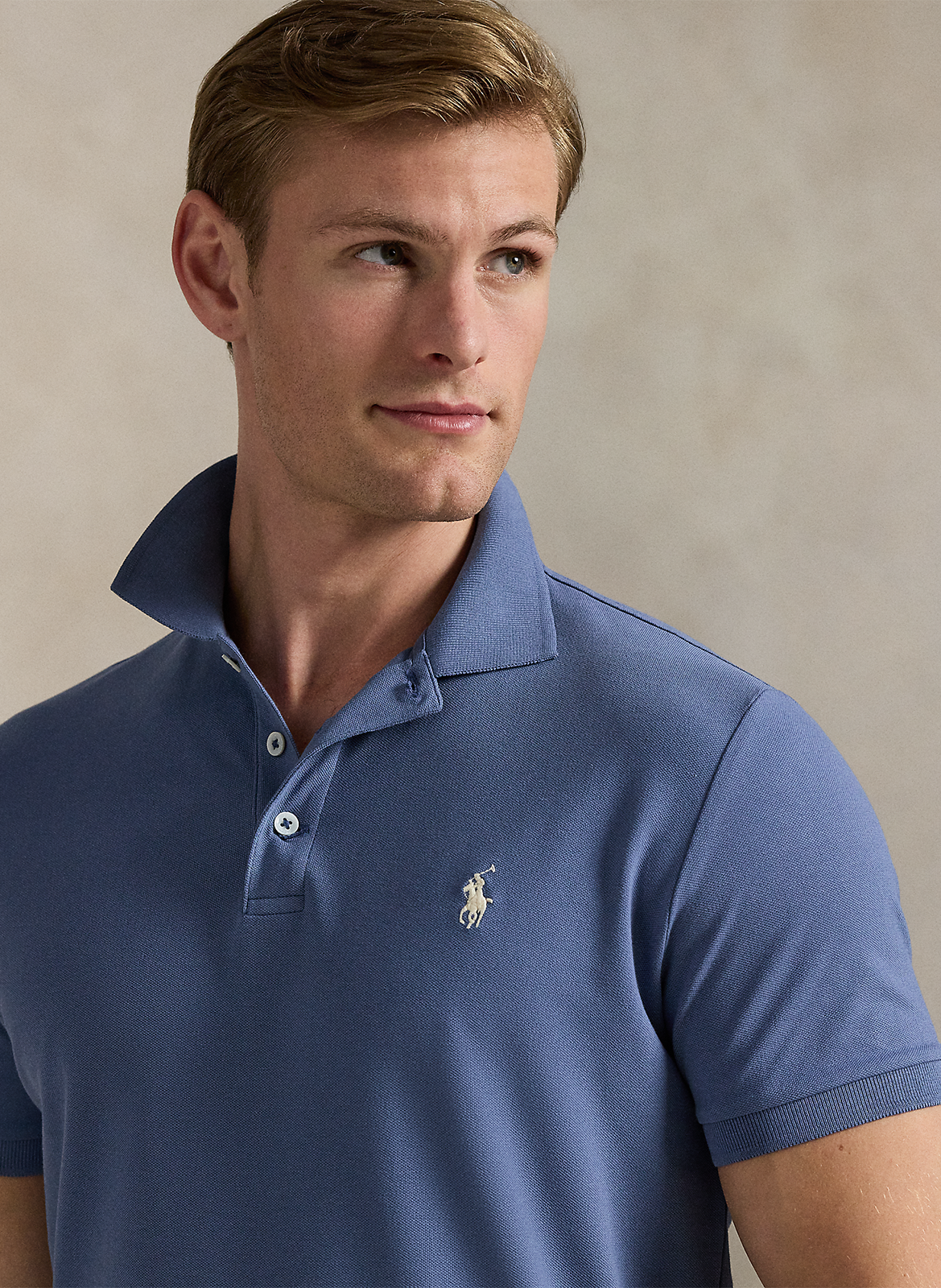 Polo manches courtes uni à broderie logo POLO RALPH LAUREN Bleu