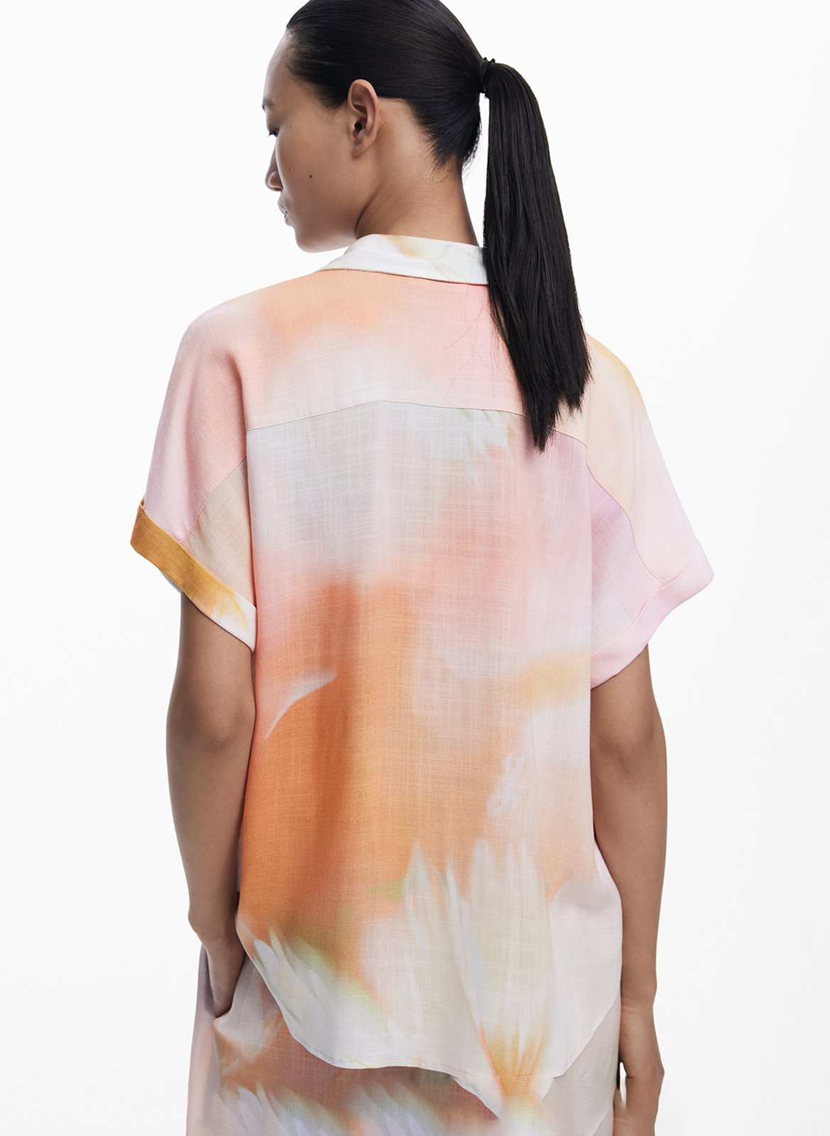 Fluid tie-dye printed shirt DESIGUAL White