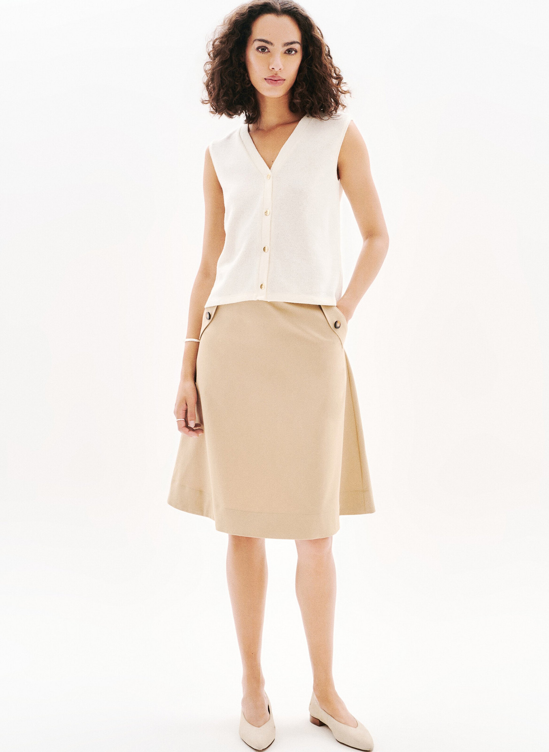 Shawl-collar cardigan CAROLL Beige