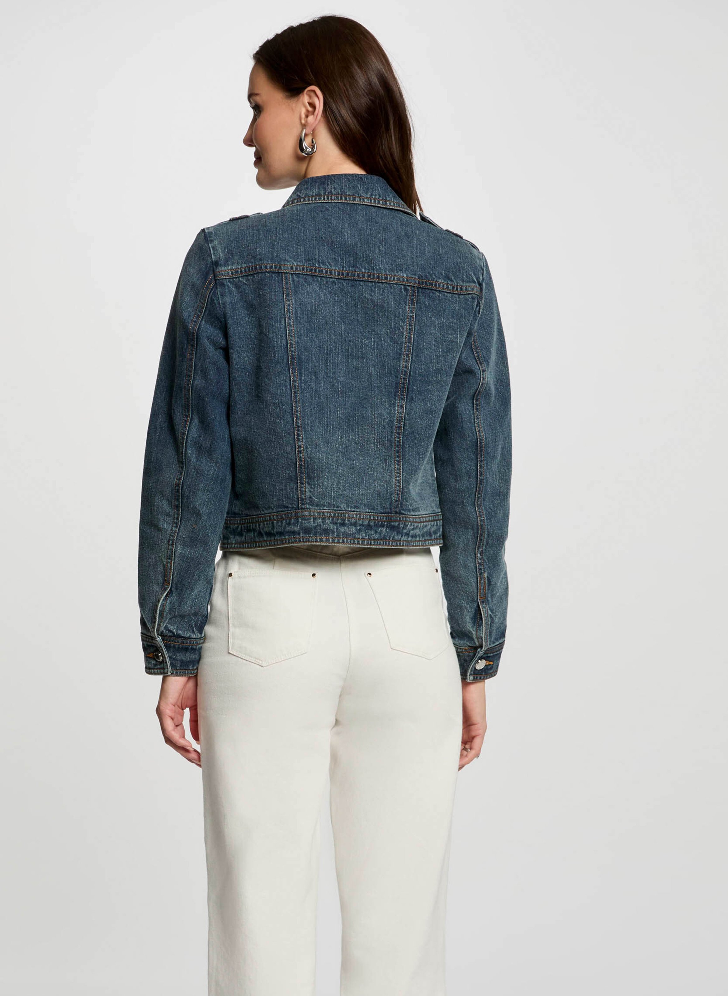 Short zip-up denim jacket MORGAN Blue