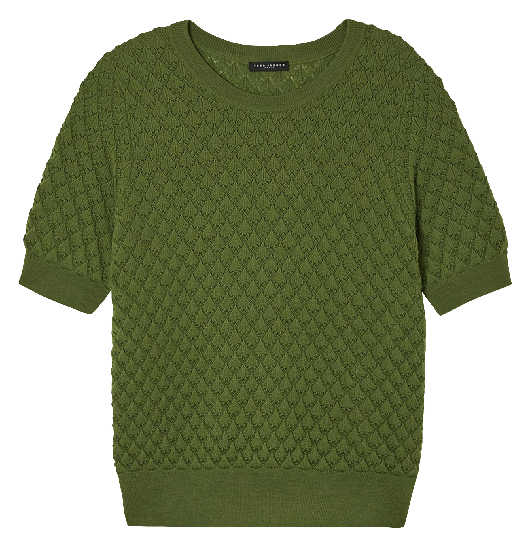 Pull manches courtes maille fantaisie TARA JARMON Vert