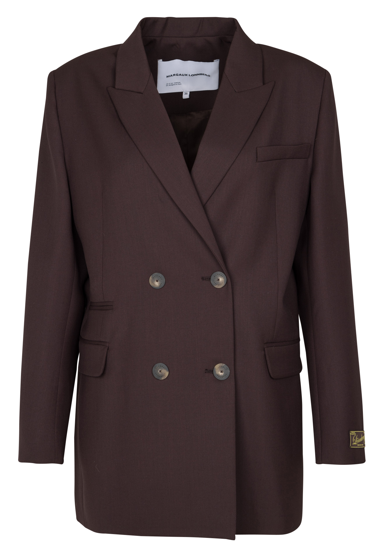 Veste de tailleur ajustée en laine vierge mélangée MARGAUX LONNBERG Marron