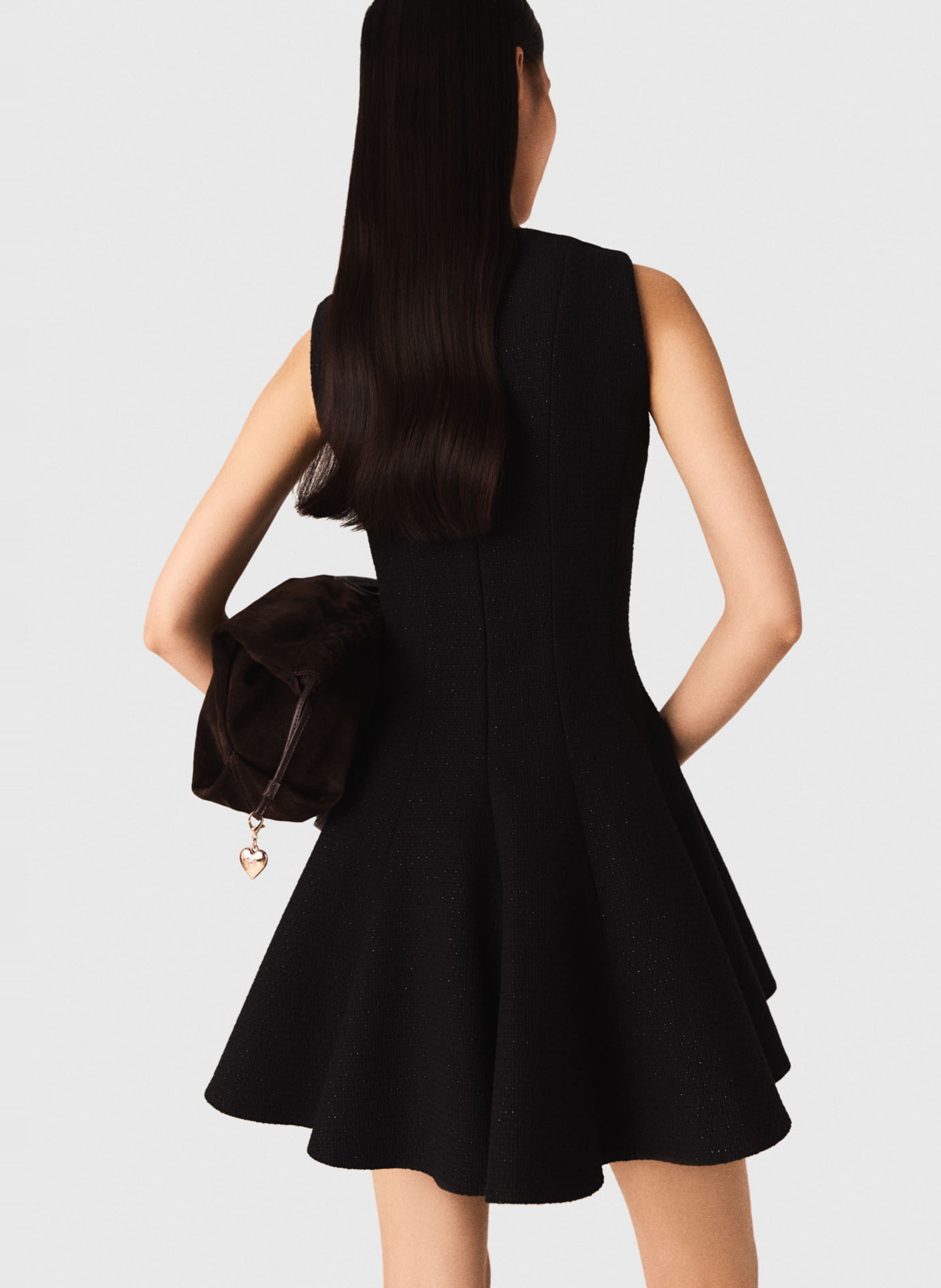 Robe courte évasée en coton mélangé MAJE Noir