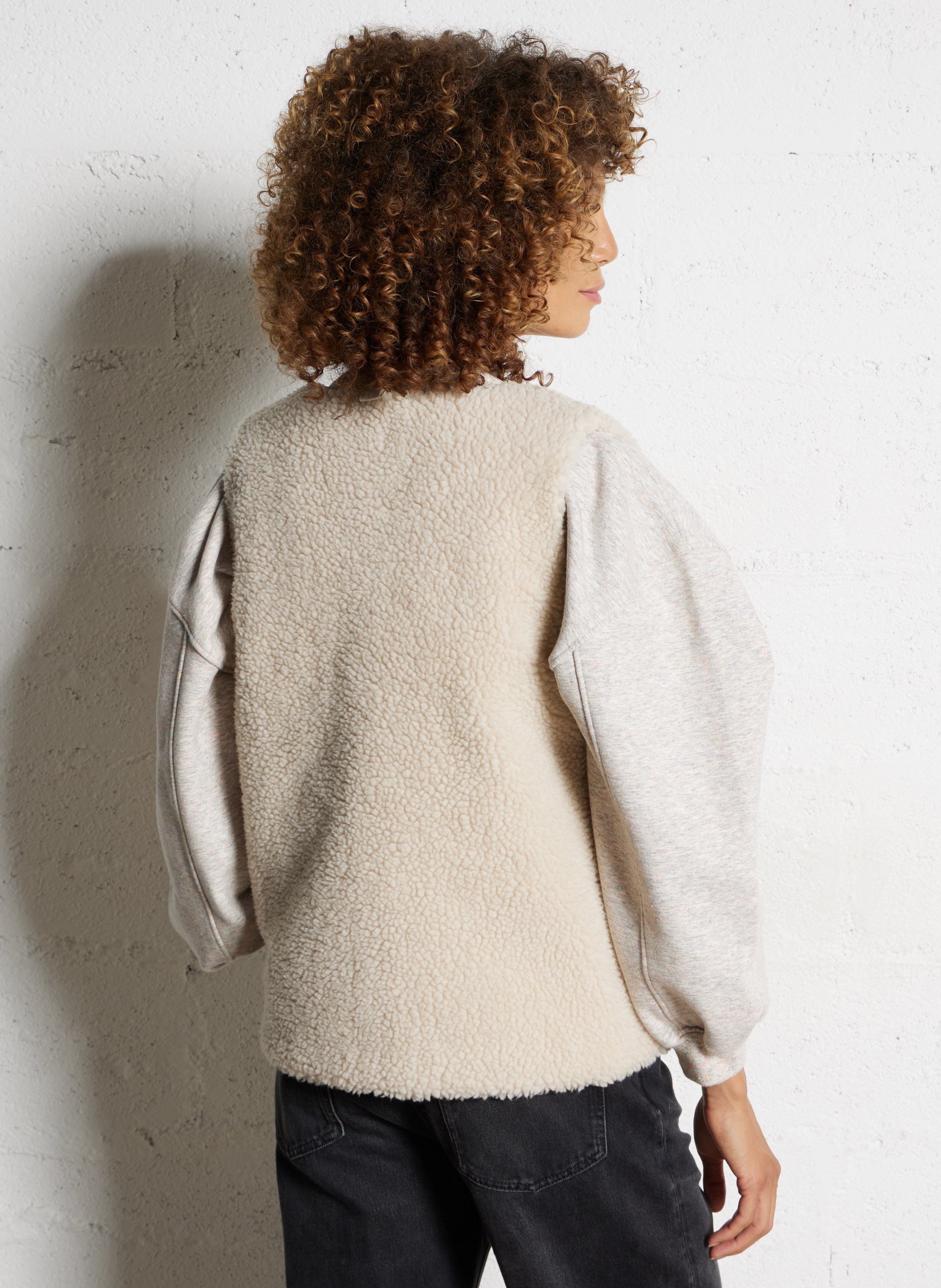 Gilet col rond en fourrure teddy BARBOUR Beige